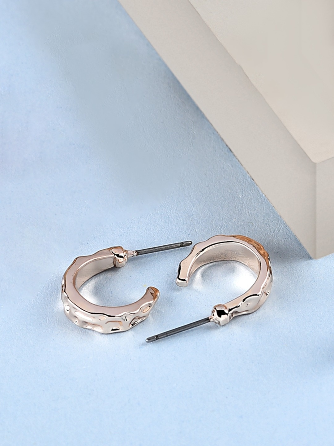 

AMI Rose Gold Contemporary Half Hoop Earrings
