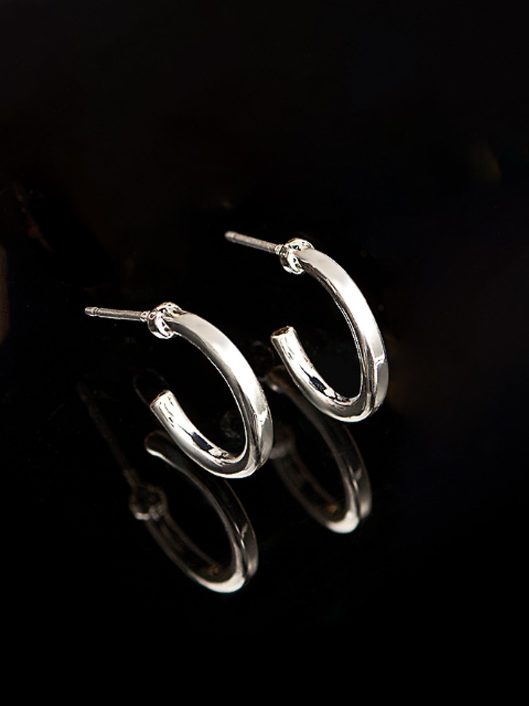 

AMI Silver-Toned Contemporary Half Hoop Earrings