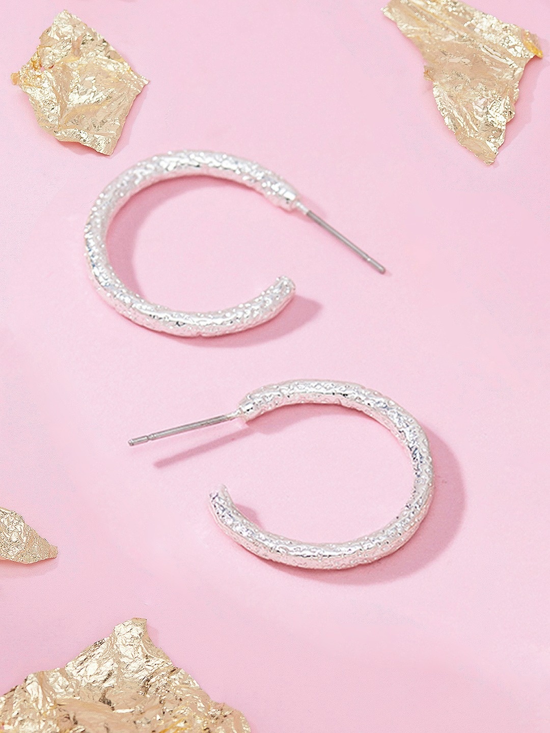 

AMI Silver-Toned Contemporary Half Hoop Earrings