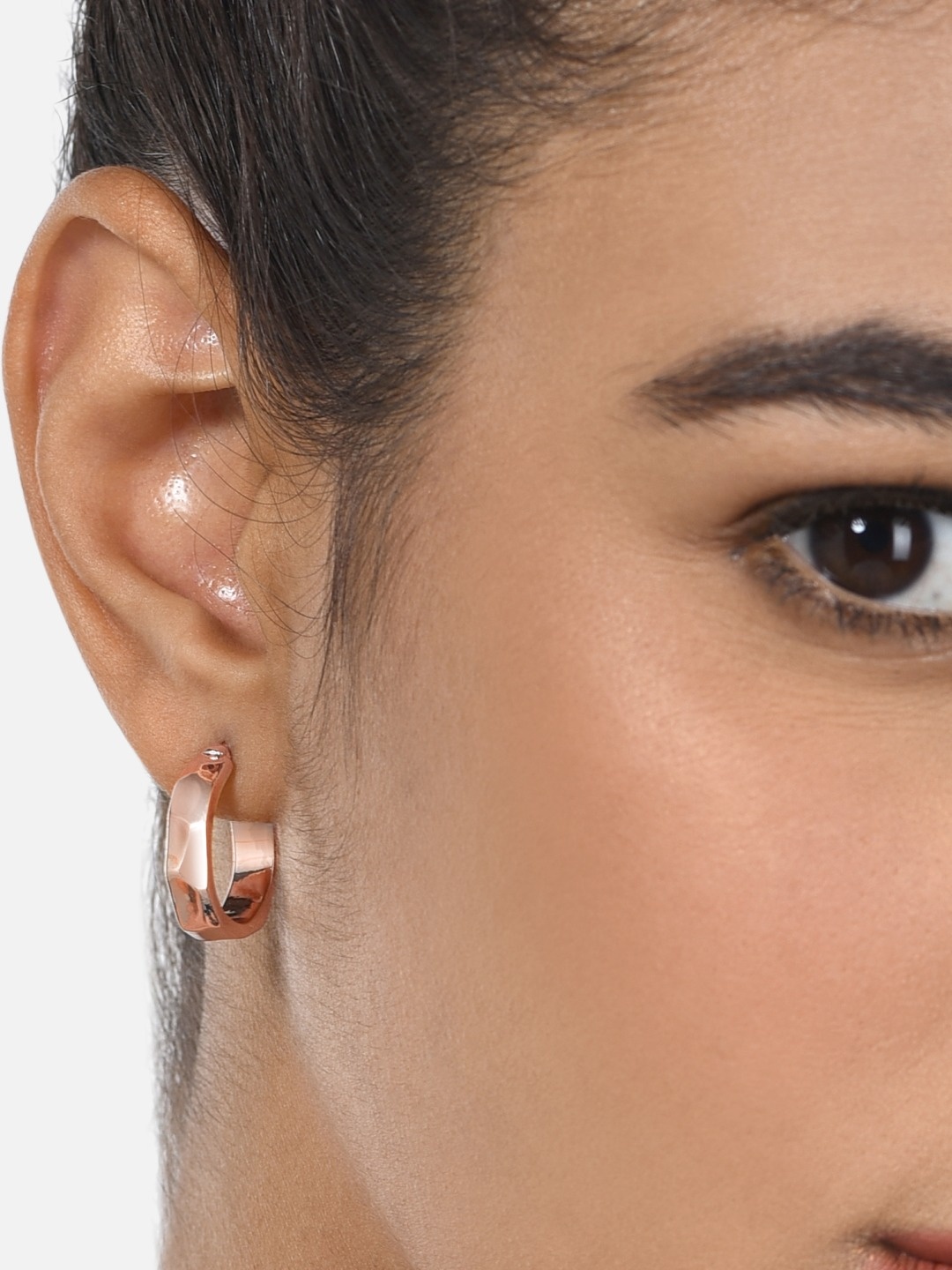 

AMI Rose Gold Plated Contemporary Half Hoop Earrings