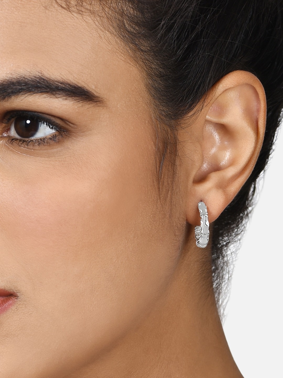 

AMI Silver-Toned Contemporary Half Hoop Earrings