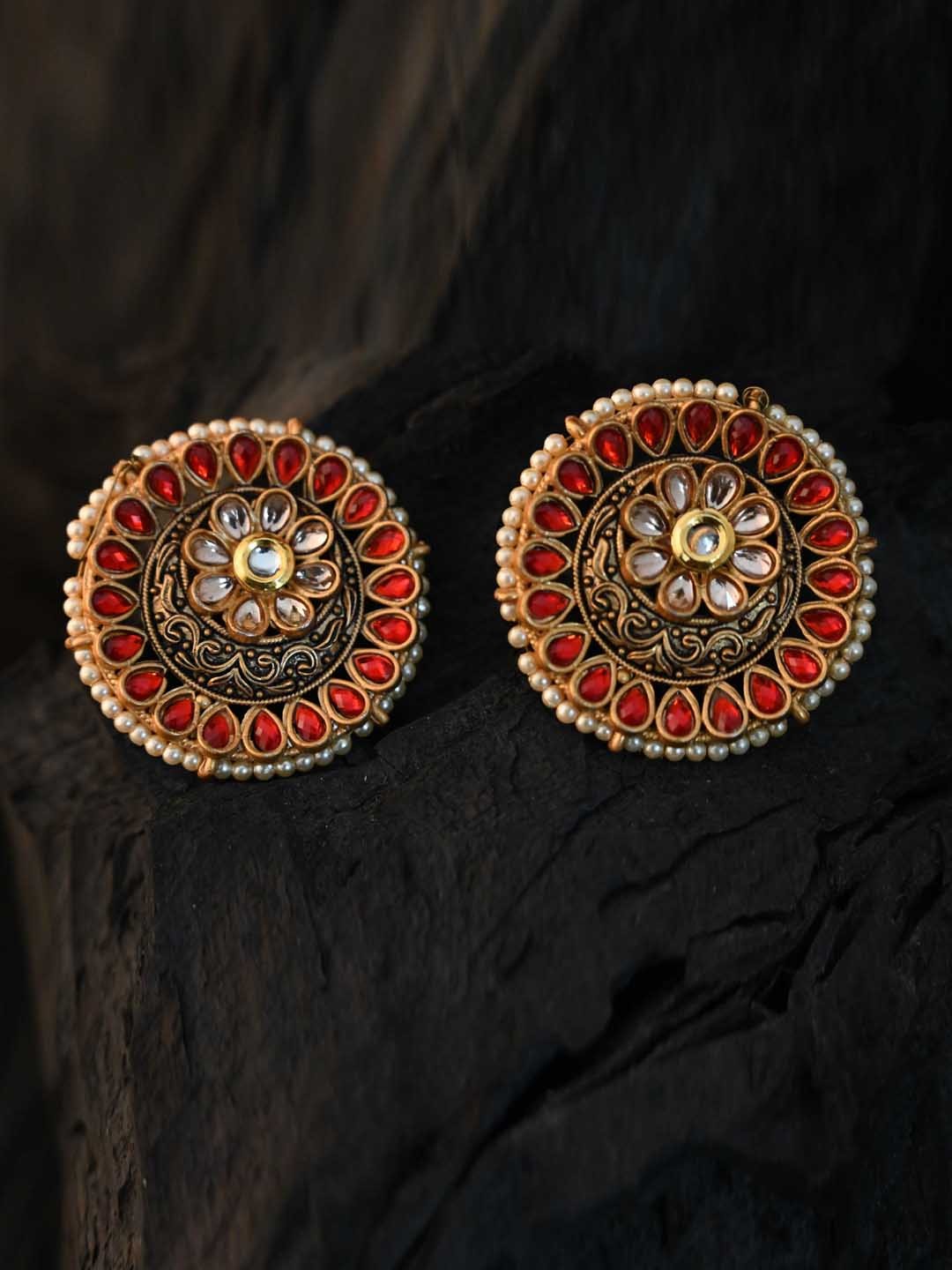 

justpeachy Red Classic Studs Earrings