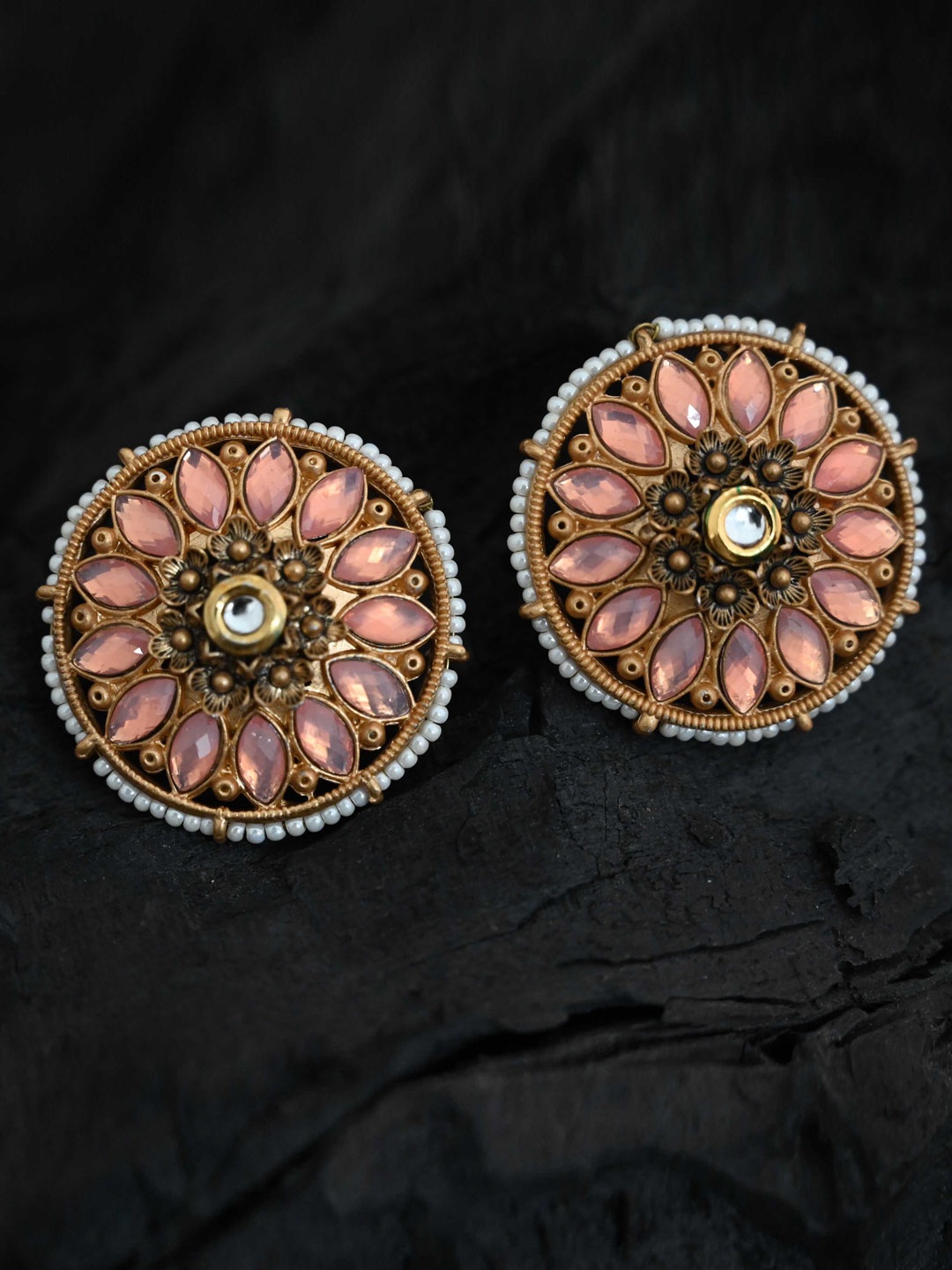 

justpeachy Pink Circular Studs Earrings