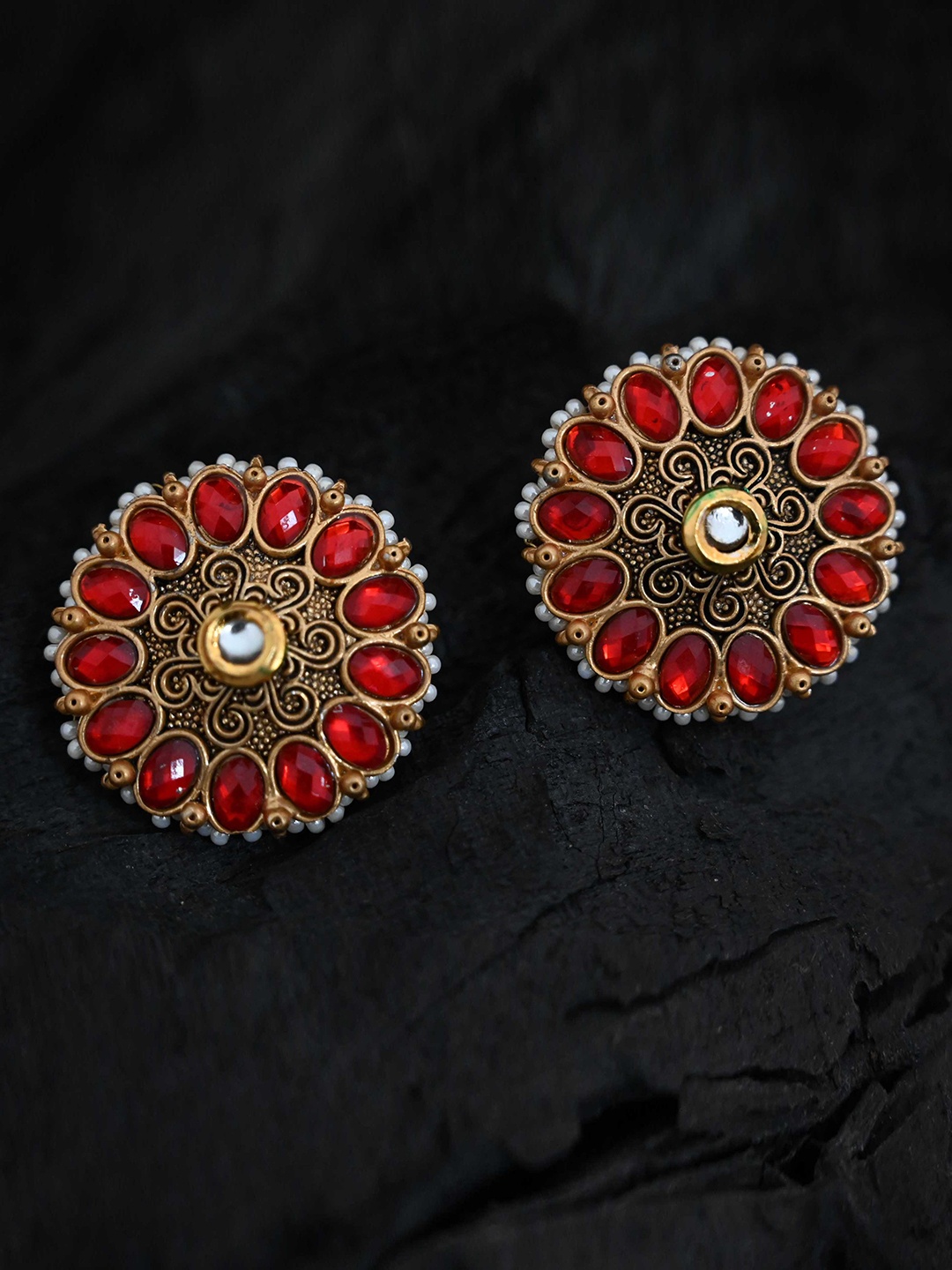 

justpeachy Red Classic Studs Earrings