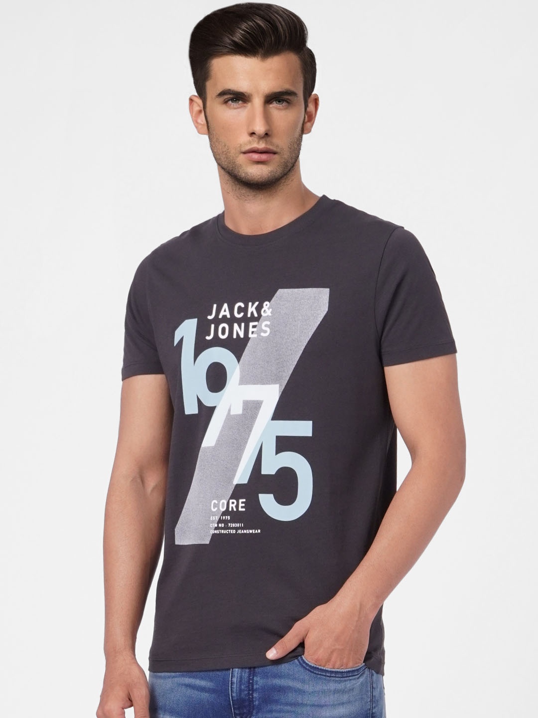 

Jack & Jones Men Black & Multicoloured Graphic Printed Slim Fit Casual T-shirt