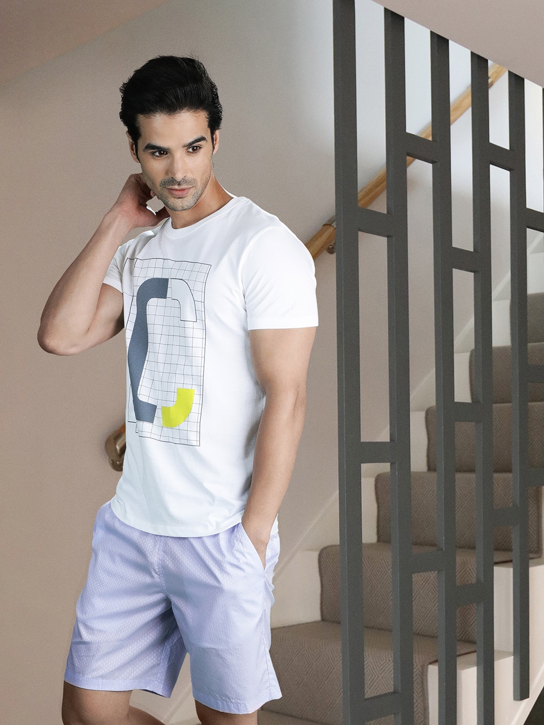 

Jack & Jones Men White Typography Printed Pure Cotton Slim Fit T-shirt