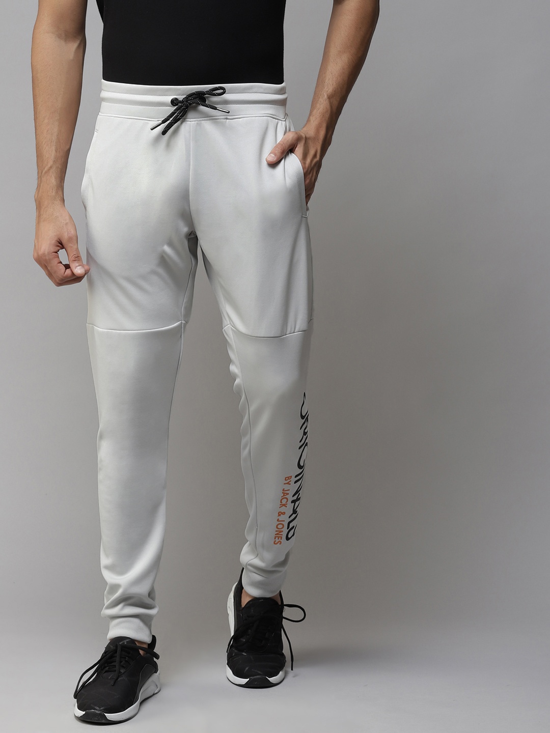 

Jack & Jones Men Grey Typography Detail Joggers