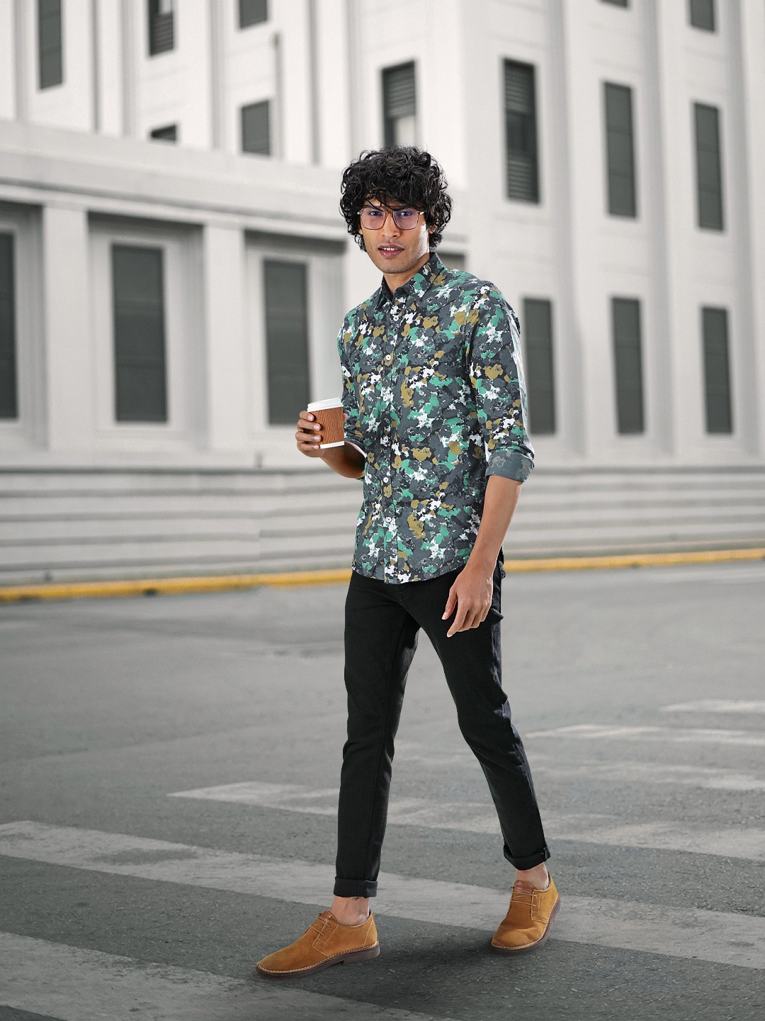 

Jack & Jones Men Multicolour Abstract Printed Slim Fit Pure Cotton Casual Shirt, Green