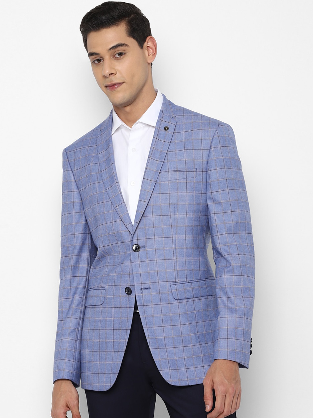 

Allen Solly Men Blue Solid Slim-Fit Single-Breasted Formal Blazer