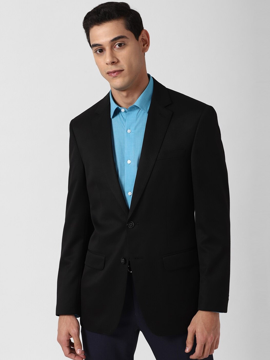 

Peter England Men Black Solid Single-Breasted Formal Blazer