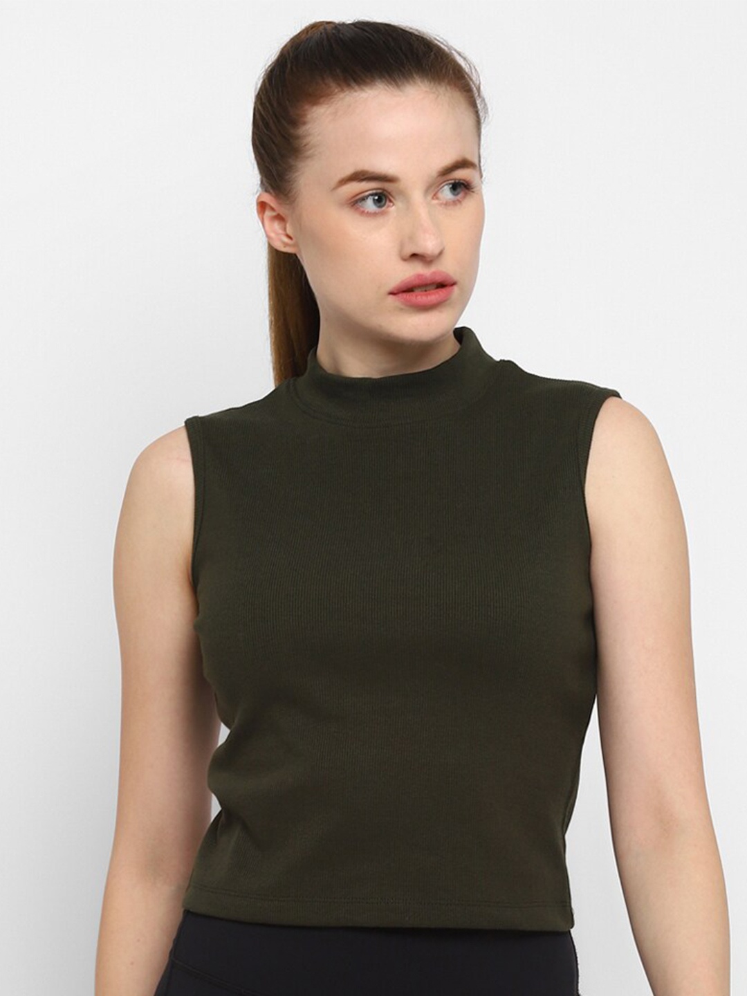 

OFF LIMITS Women Olive Green Slim Fit T-shirt