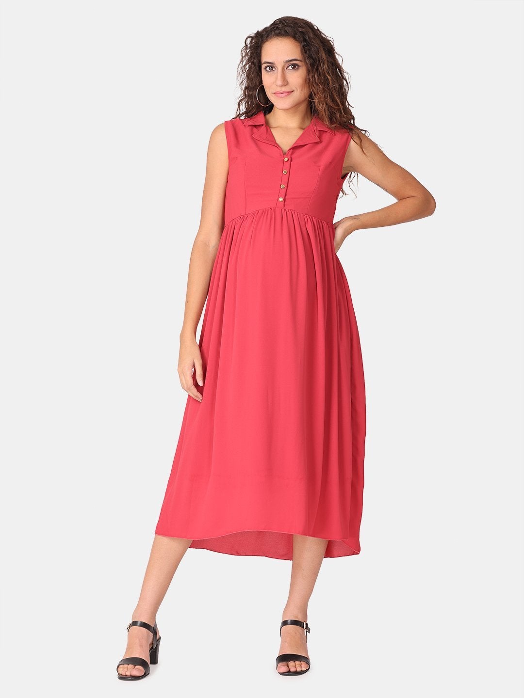 

The Mom Store Red Maternity Midi Dress