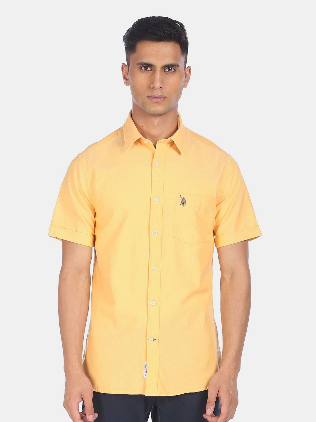 

U.S. Polo Assn. Men Yellow Pure Cotton Casual Shirt