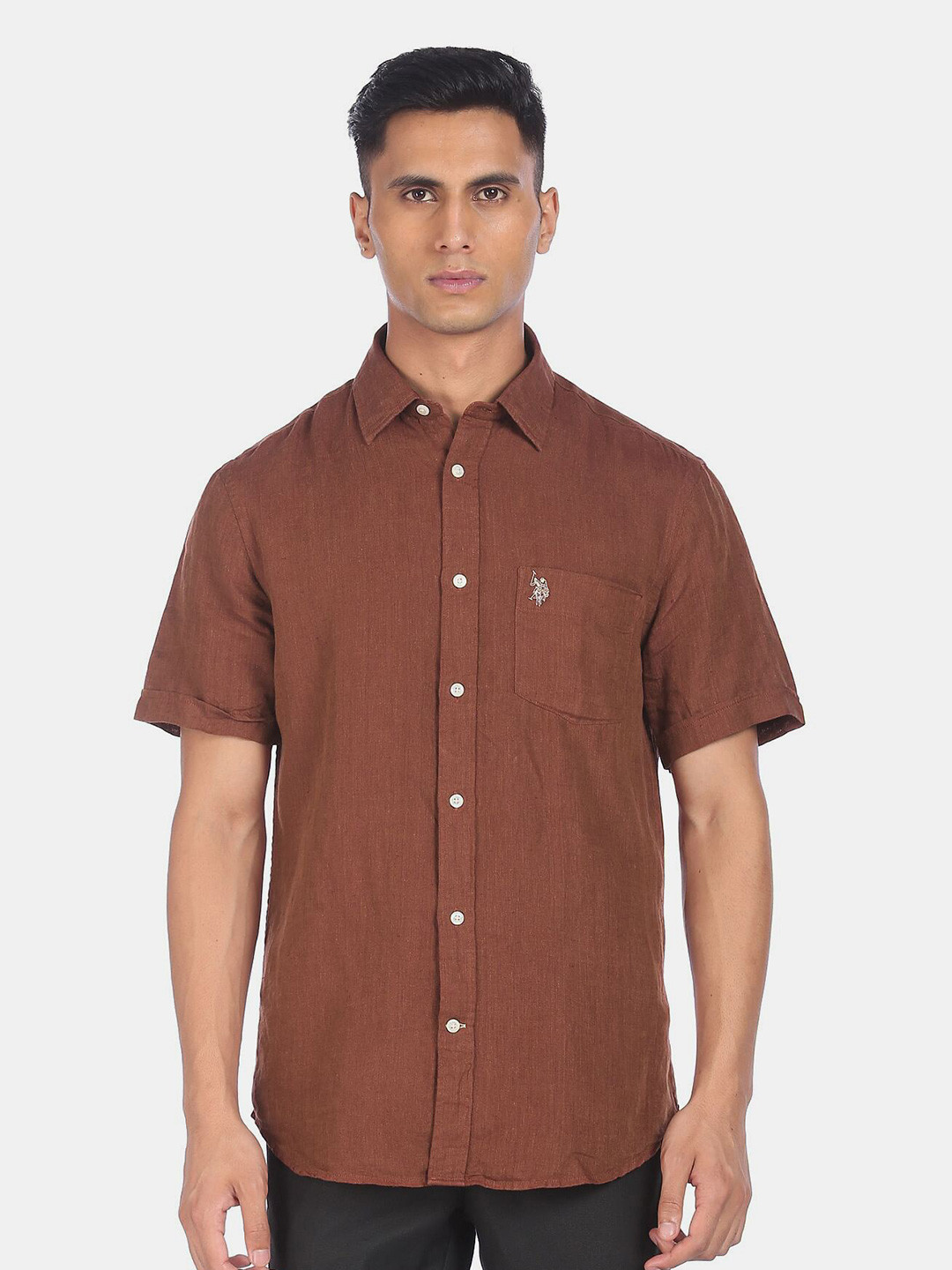 

U S Polo Assn Men Brown Casual Shirt