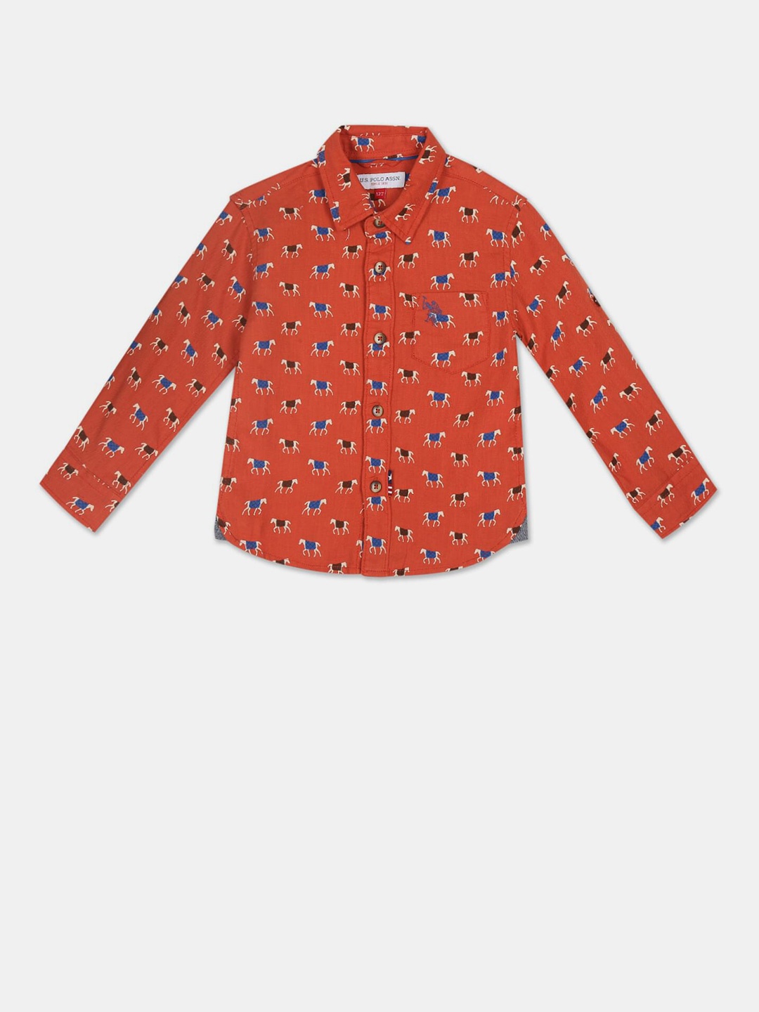 

U S Polo Assn Boys Rust Printed Casual Shirt