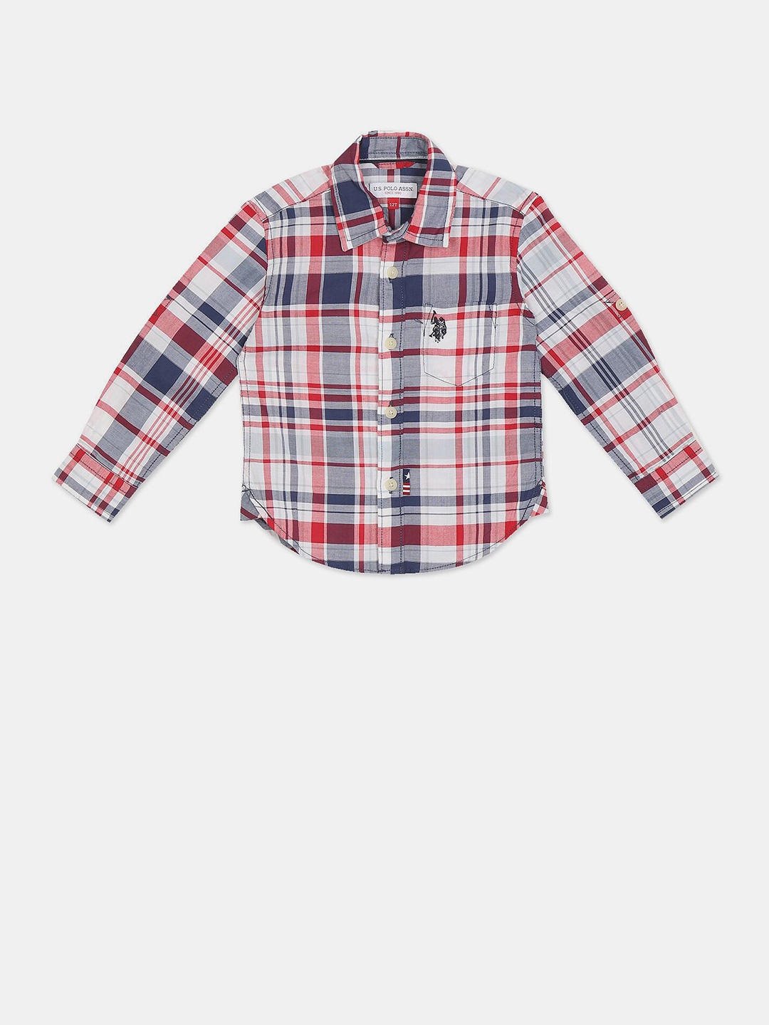 

U.S. Polo Assn. Boys White & Blue Checked Casual Shirt