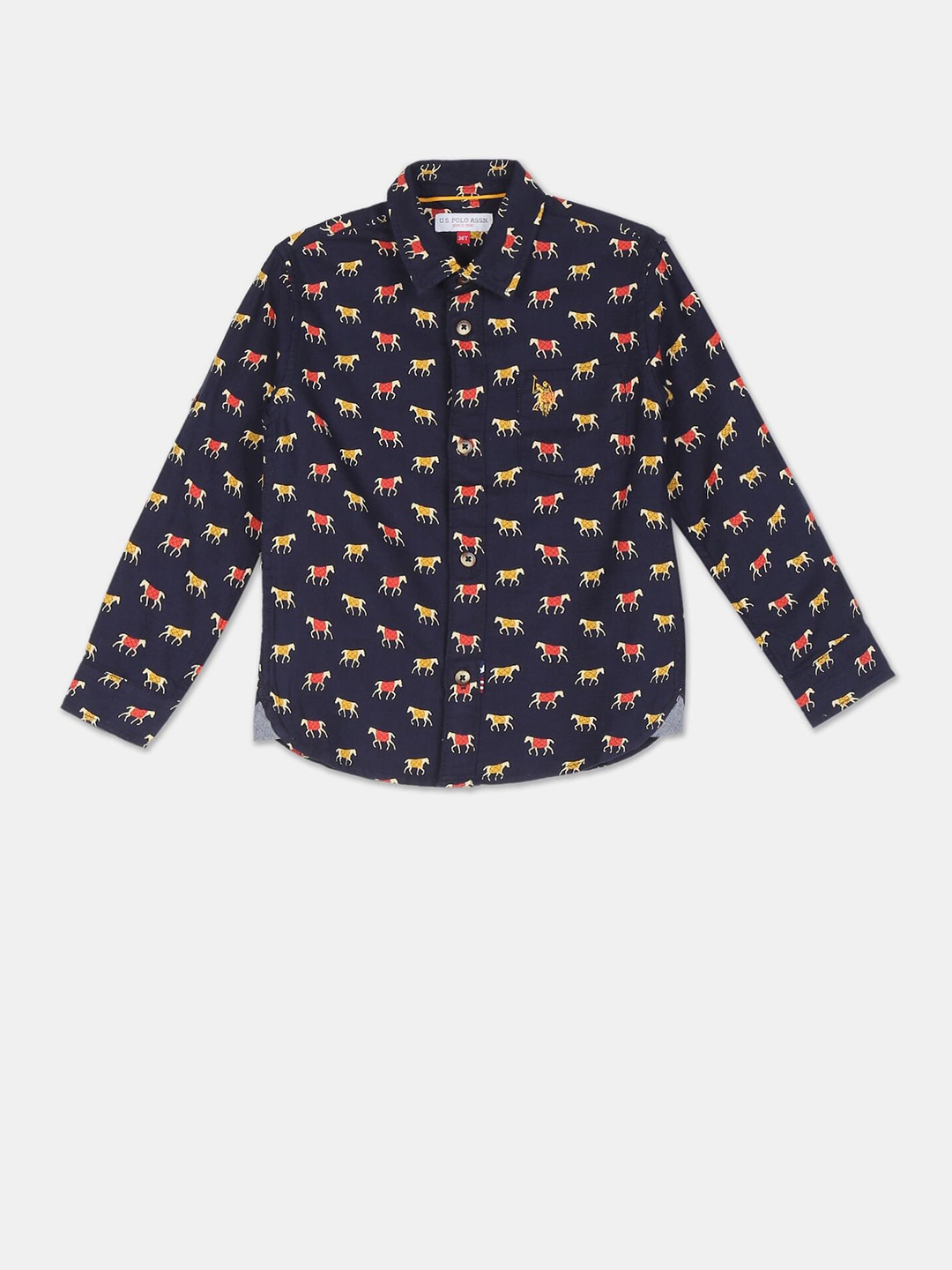 

U.S. Polo Assn. Boys Blue & Yellow Printed Casual Shirt