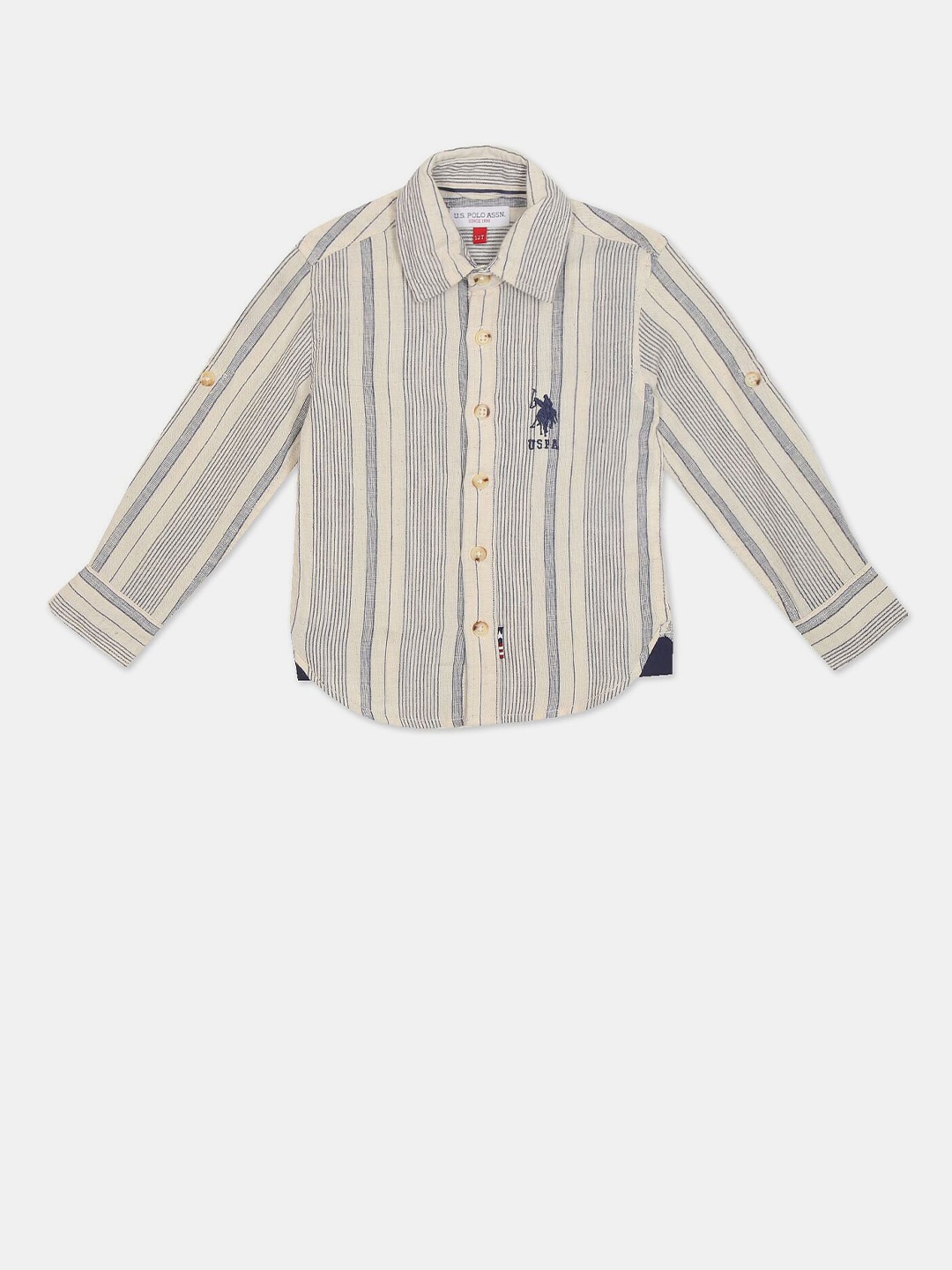 

U.S. Polo Assn. Boys Off White and Blue Striped Casual Shirt