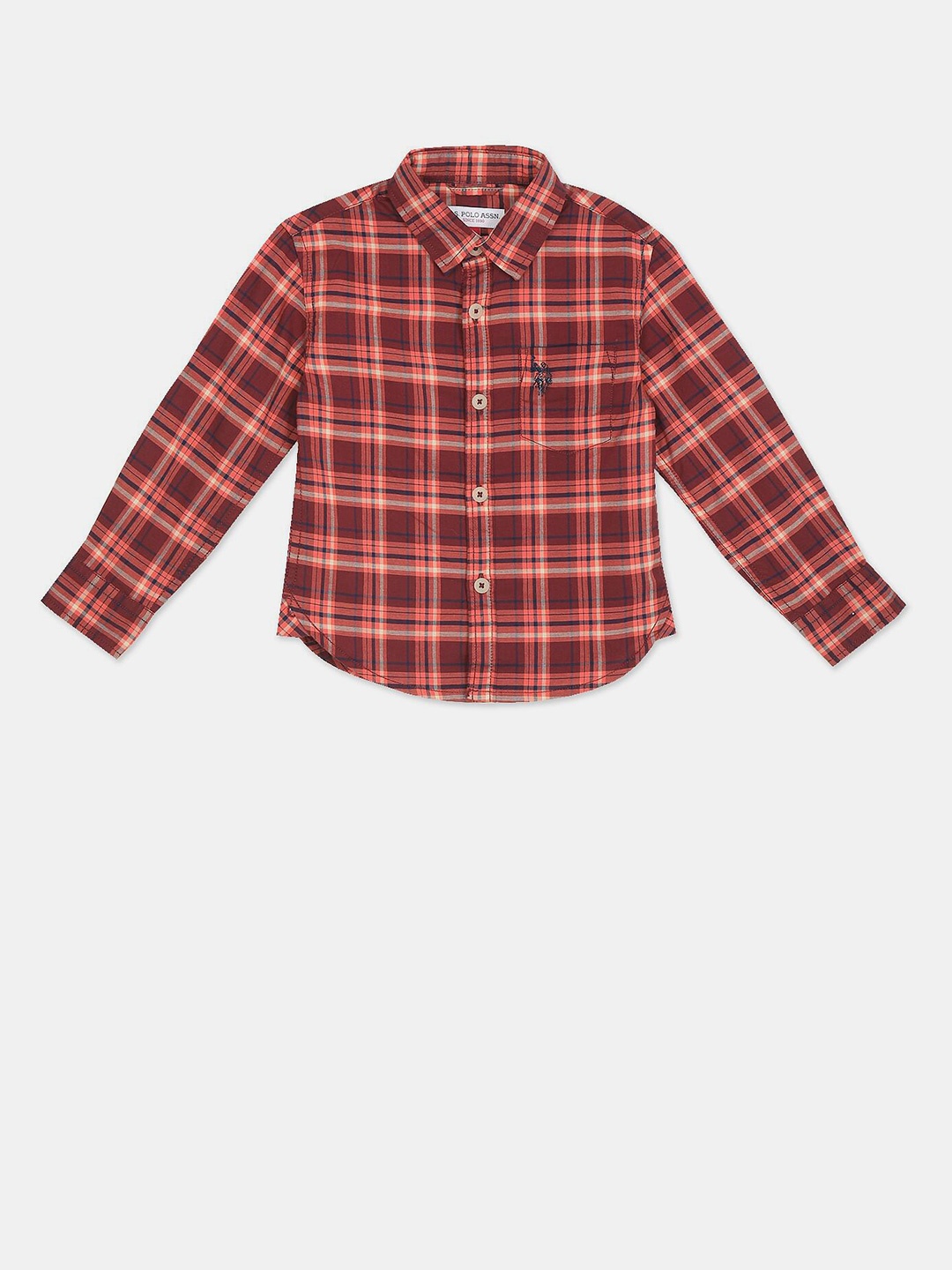 

U S Polo Assn Boys Maroon Tartan Checked Casual Shirt