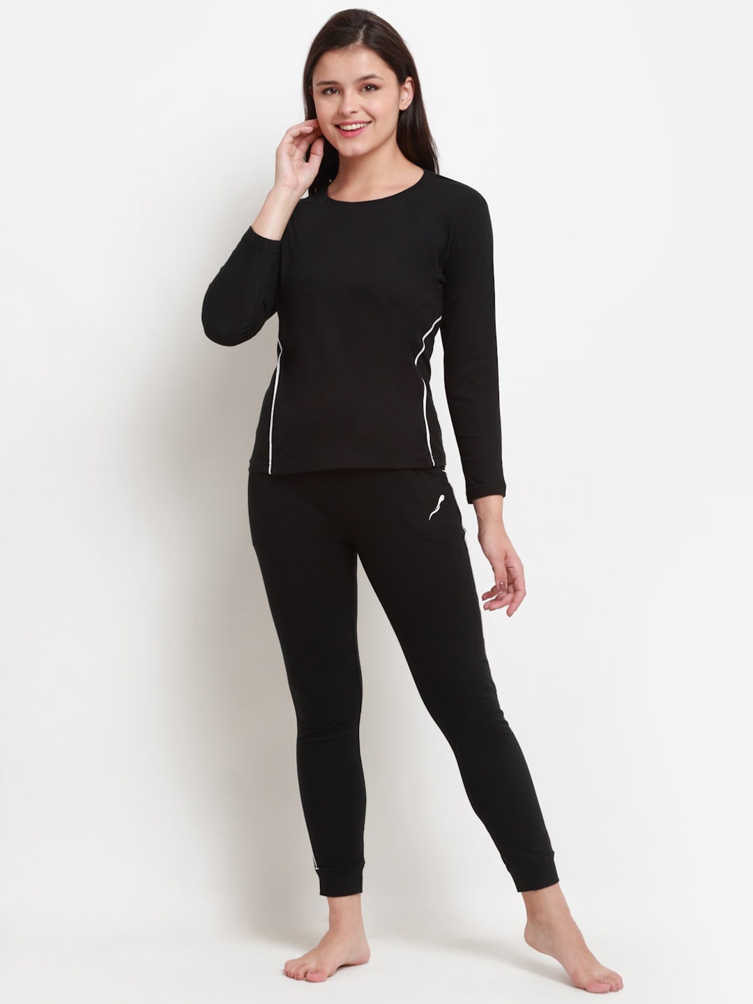 

Boston Club Women Black & White Cotton Night suit