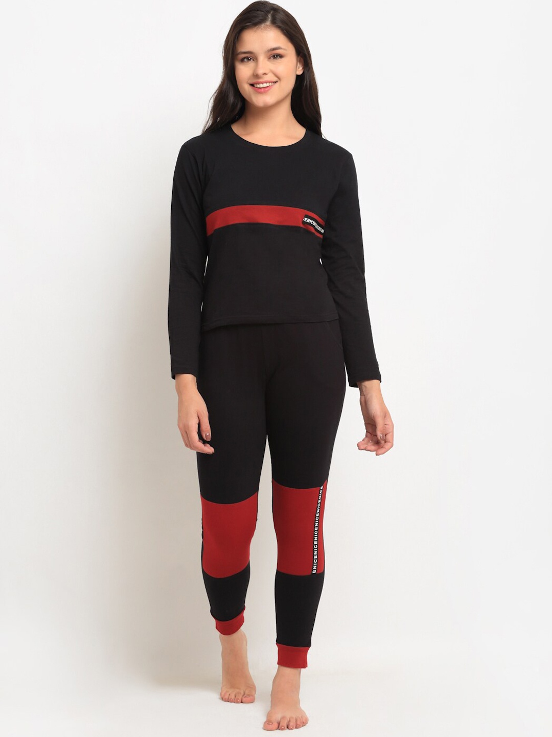 

Boston Club Women Black & Red Pure Cotton Night suit