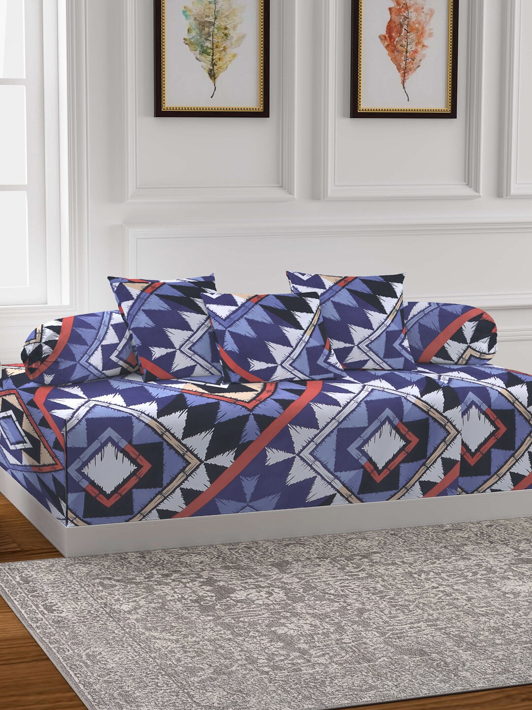 

KLOTTHE Set Of 6 Diwan Set, Blue