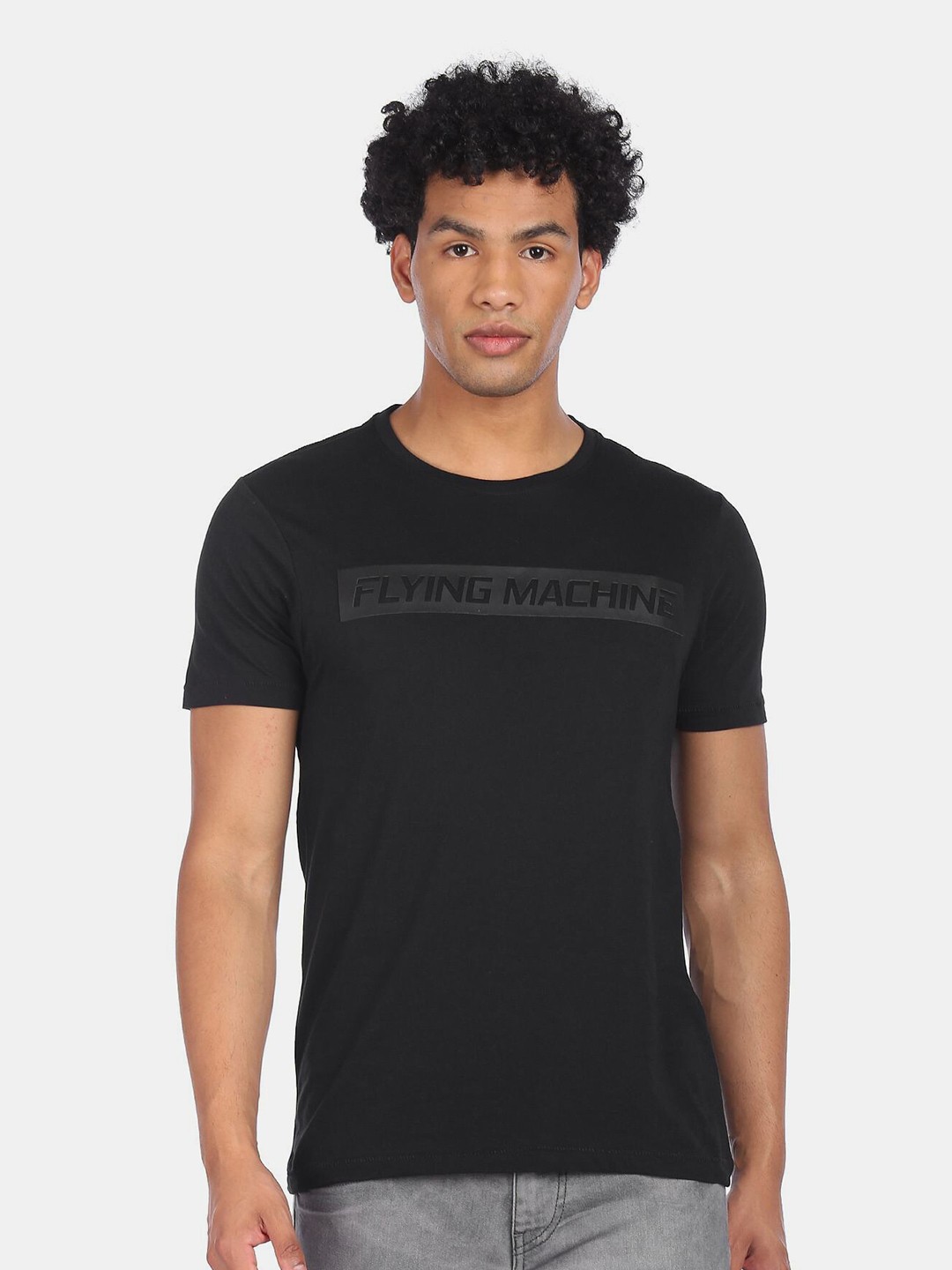 

Flying Machine Men Black Typography T-shirt