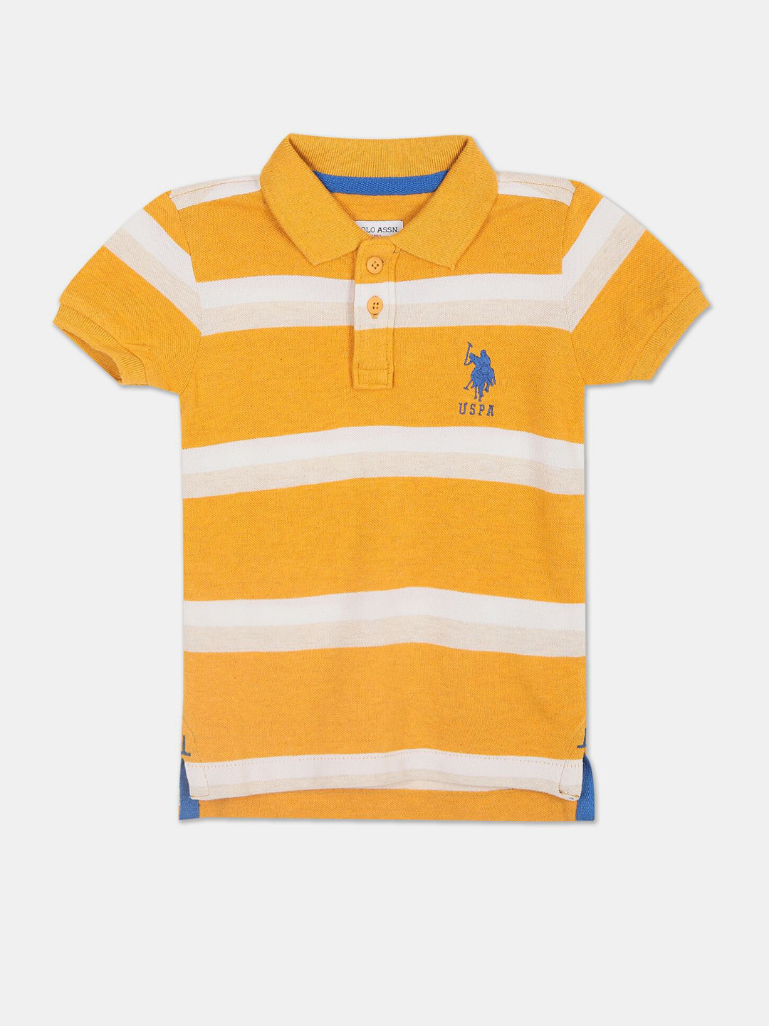 

U S Polo Assn Boys Yellow Striped Polo Collar T-shirt