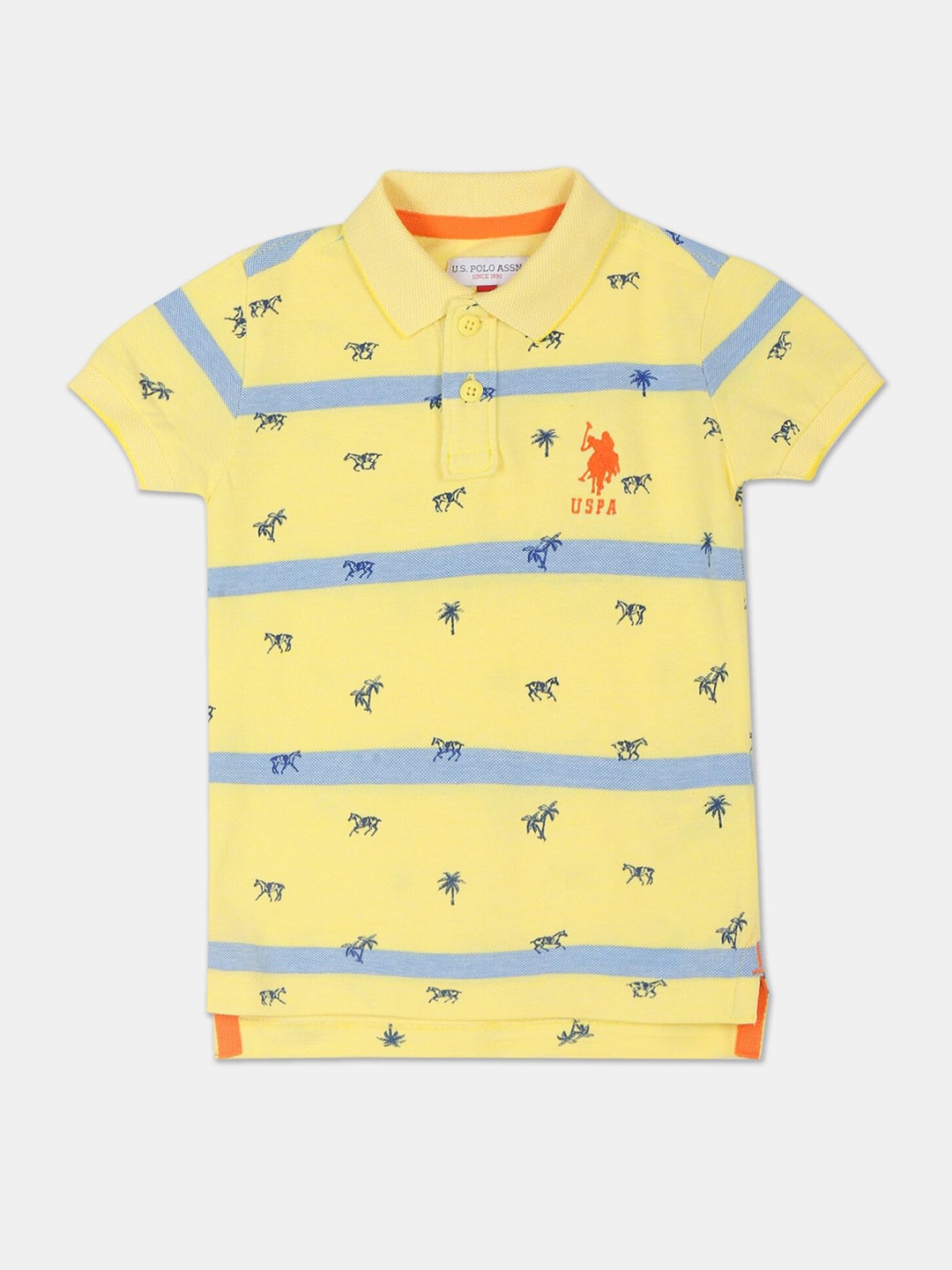 

U S Polo Assn Boys Yellow Printed Polo Collar T-shirt