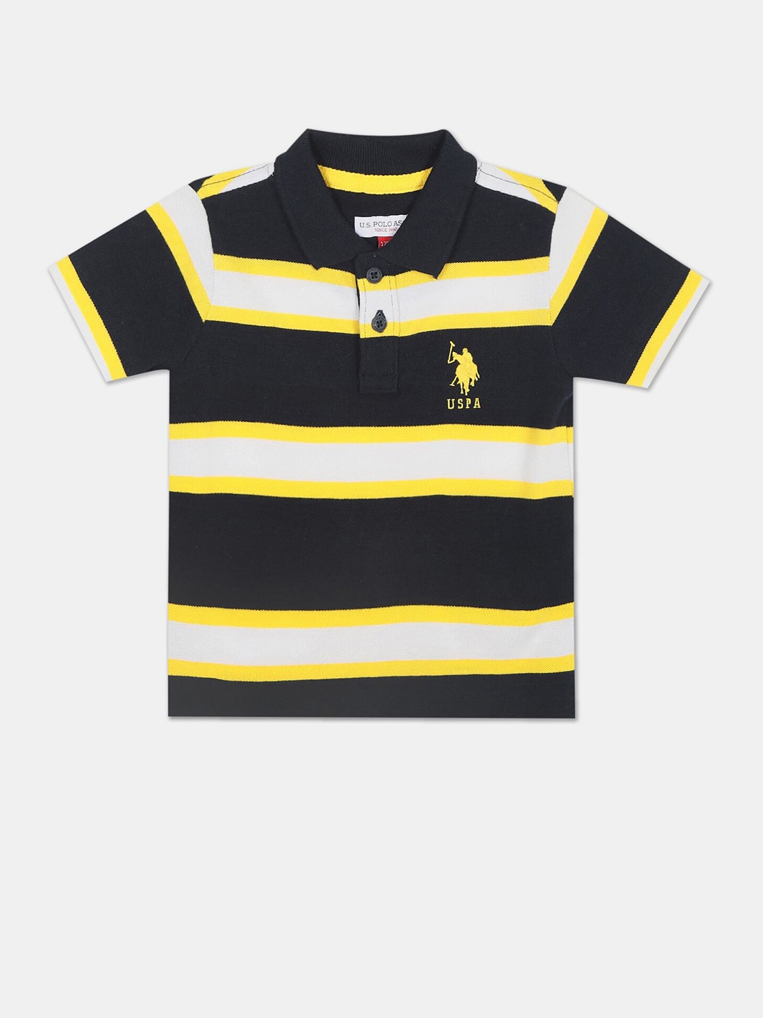 

U.S. Polo Assn. Boys Navy Blue & White Striped Polo Collar T-shirt