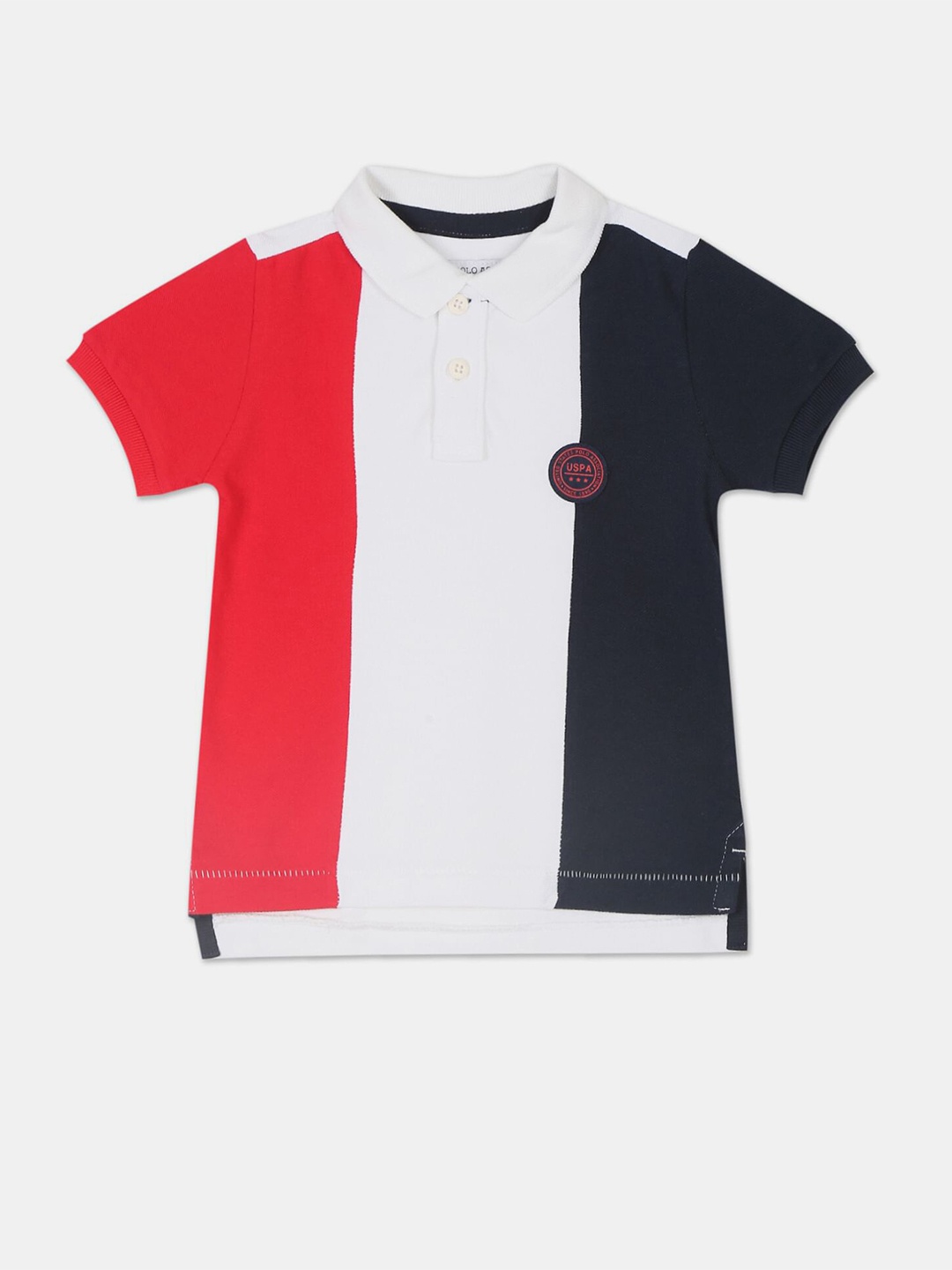 

U S Polo Assn Boys White Colourblocked Polo Collar T-shirt