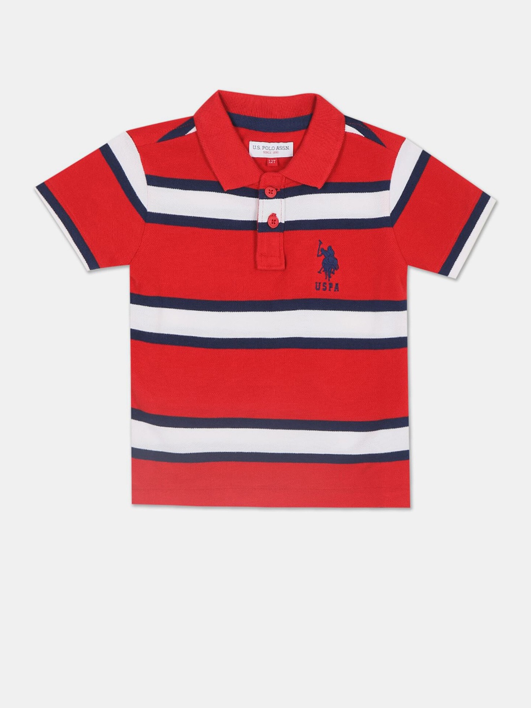 

U S Polo Assn Boys Red Striped Polo Collar T-shirt