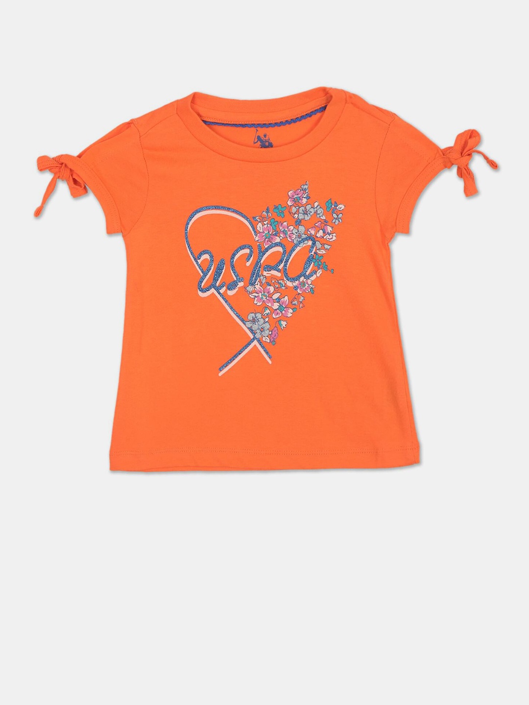 

U S Polo Assn Girls Orange Printed T-shirt