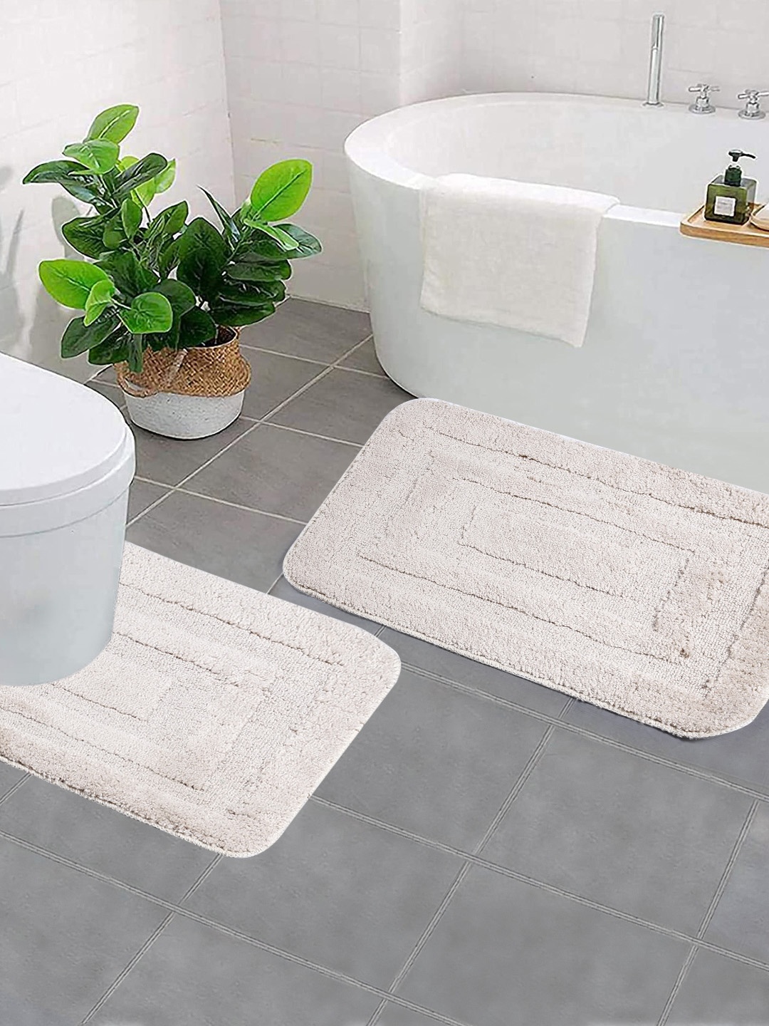 

Saral Home Beige Set Of 2 Woven Rectangular Bath Rugs