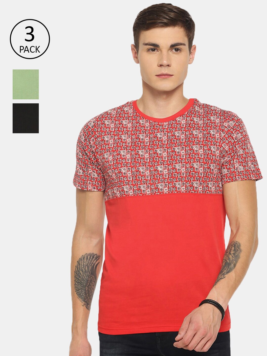 

Dollar Men Pack Of 3 Printed T-shirt, Red