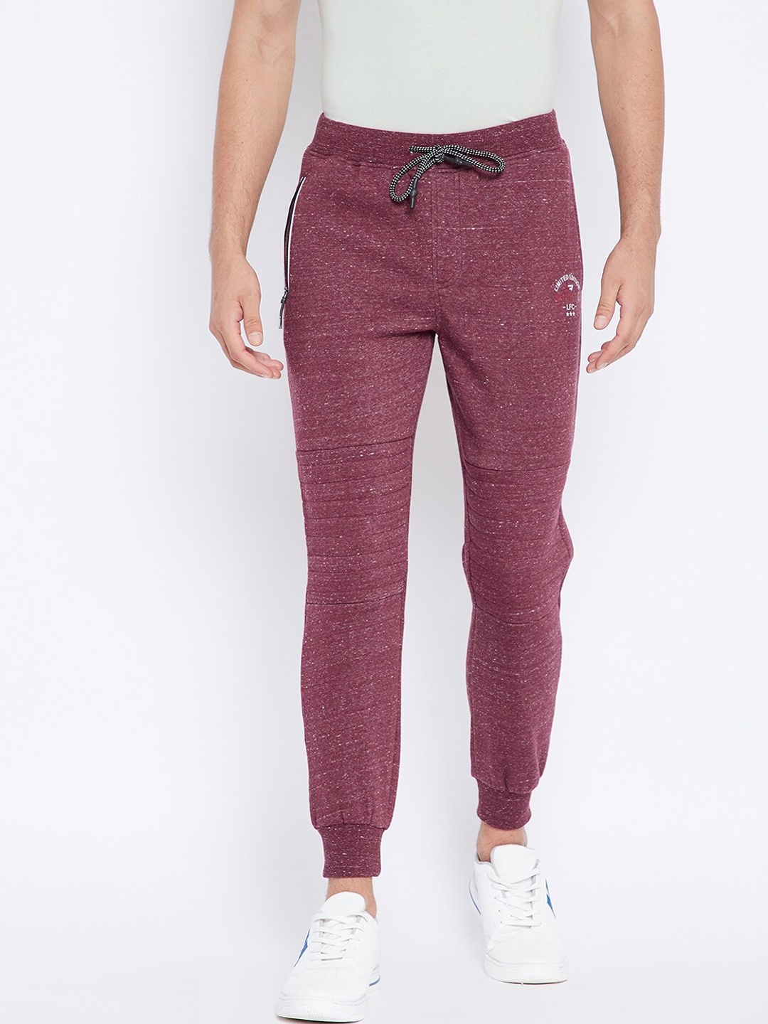 

NEVA Men Maroon Solid Cotton Straight-Fit Joggers