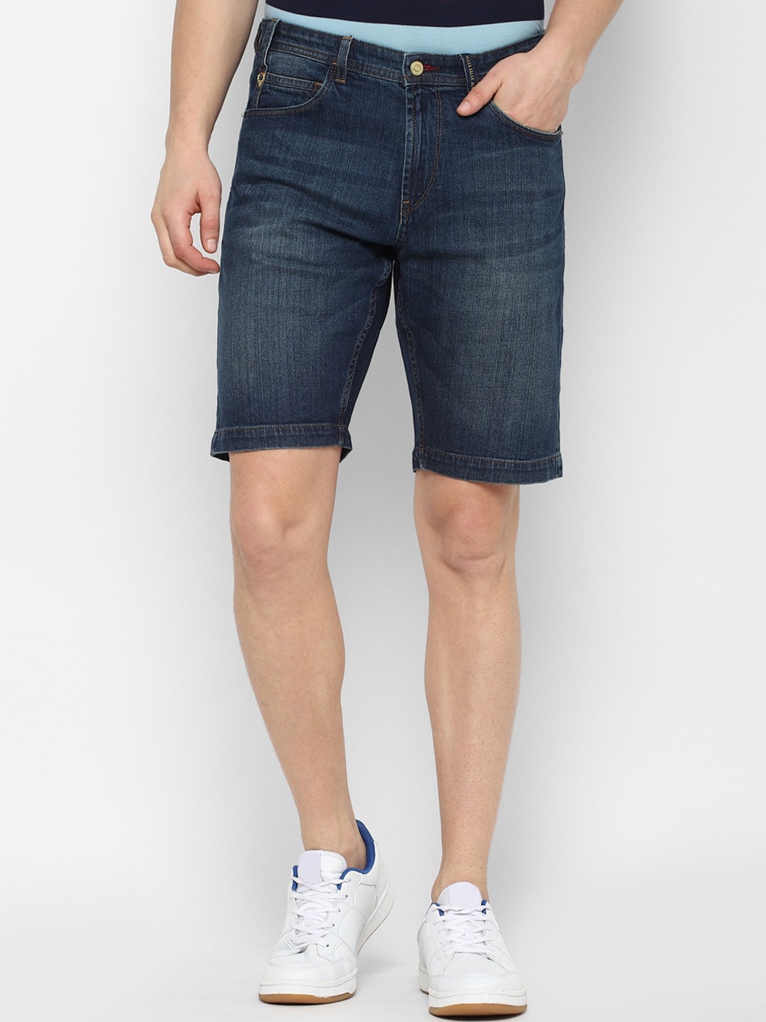

Allen Solly Sport Men Navy Blue Washed Slim Fit Denim Shorts