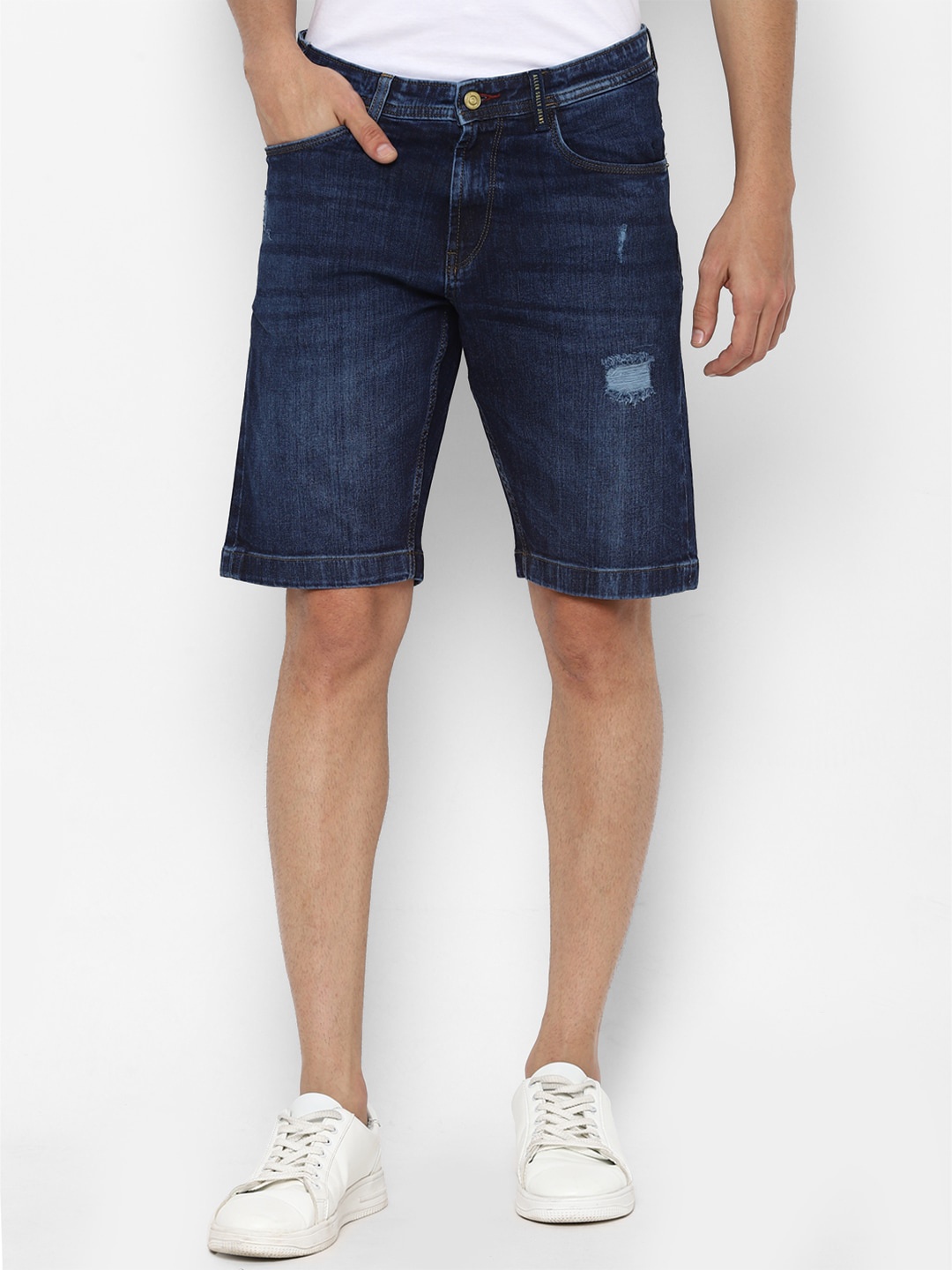 

Allen Solly Sport Men Navy Blue Washed Slim Fit Denim Shorts