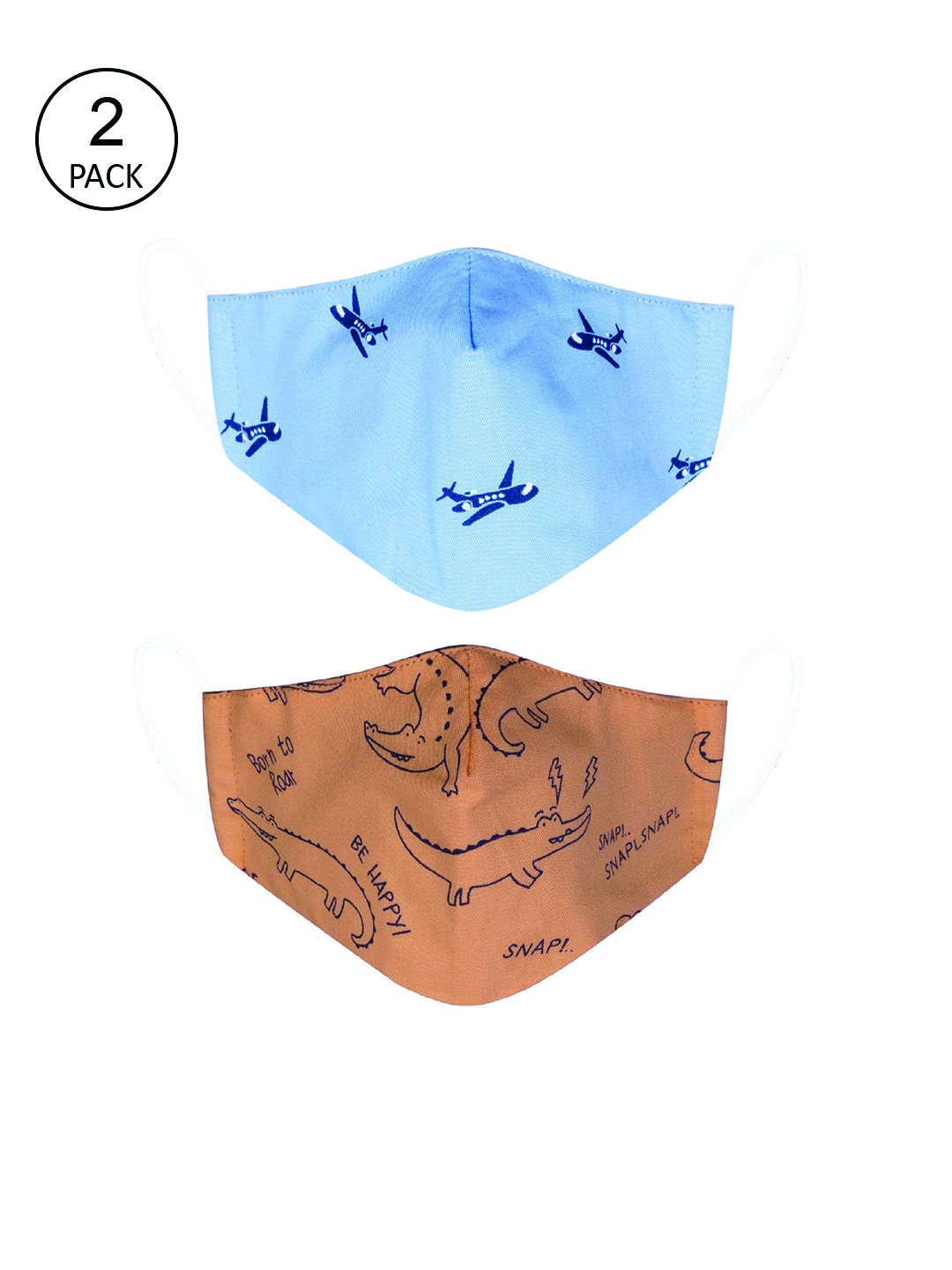 

VEA Kids Pack of 2 Orange & Blue Printed Cotton 5 Layered Face Mask