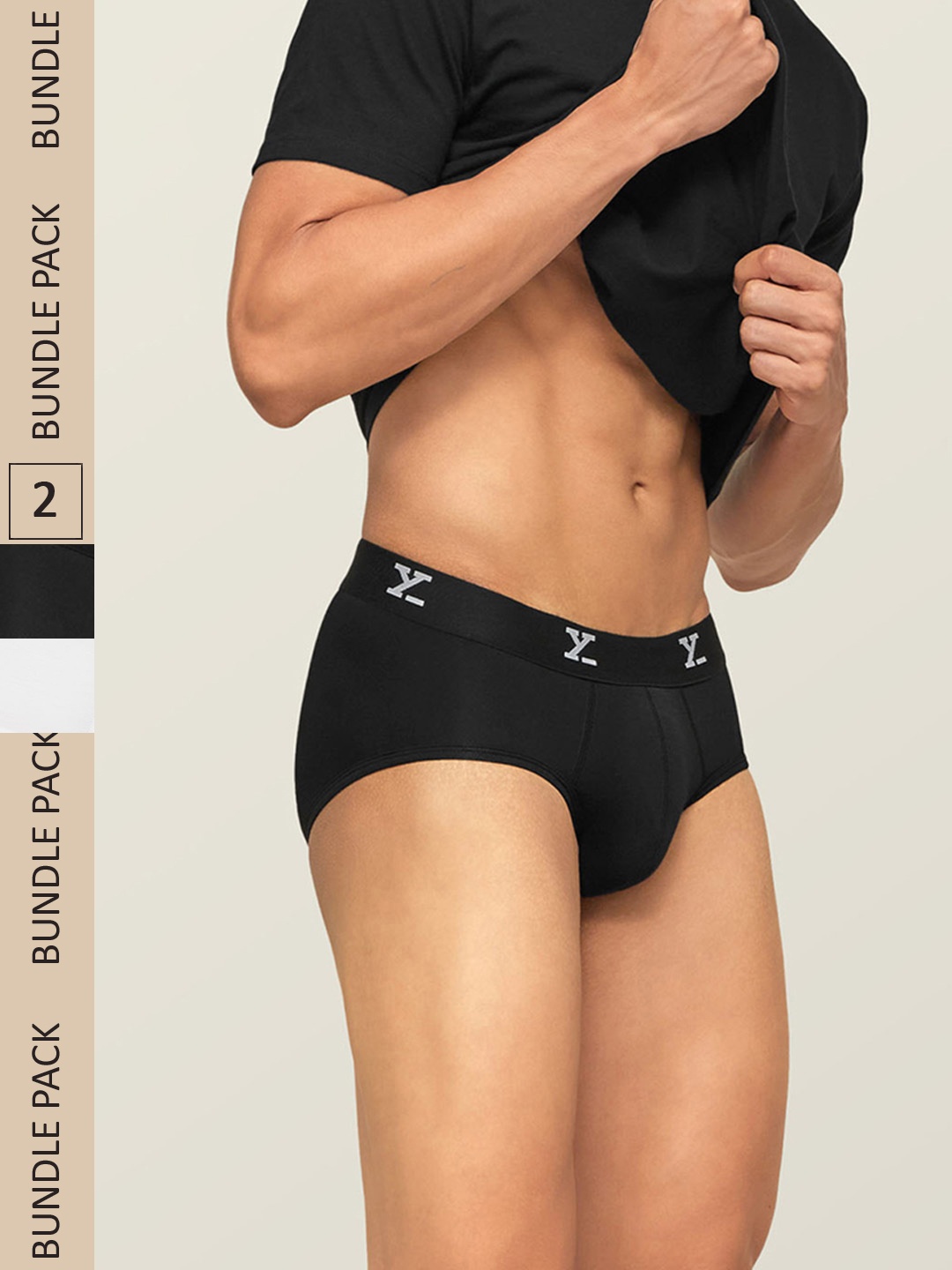 

XYXX Men Pack of 2 ACE IntelliSoft Modal Briefs XYBRF2PCK05, Black