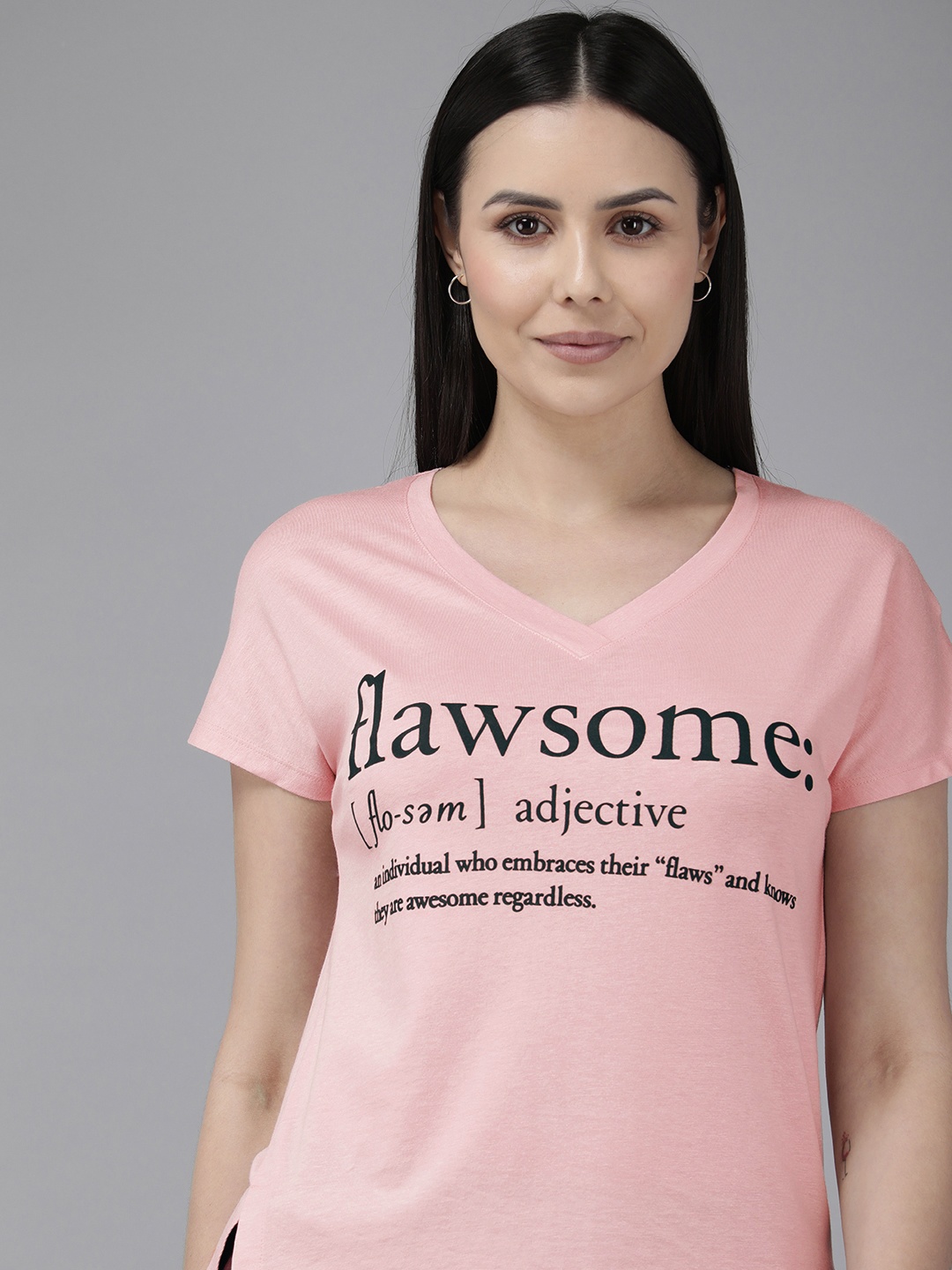 

Van Heusen Typography Printed V-Neck Short Sleeves Lounge Top, Peach