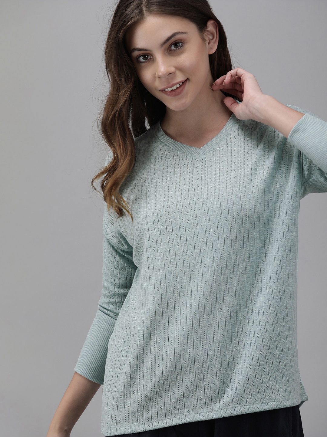 

Van Heusen V-Neck Full Sleeve Lounge T-Shirt, Blue