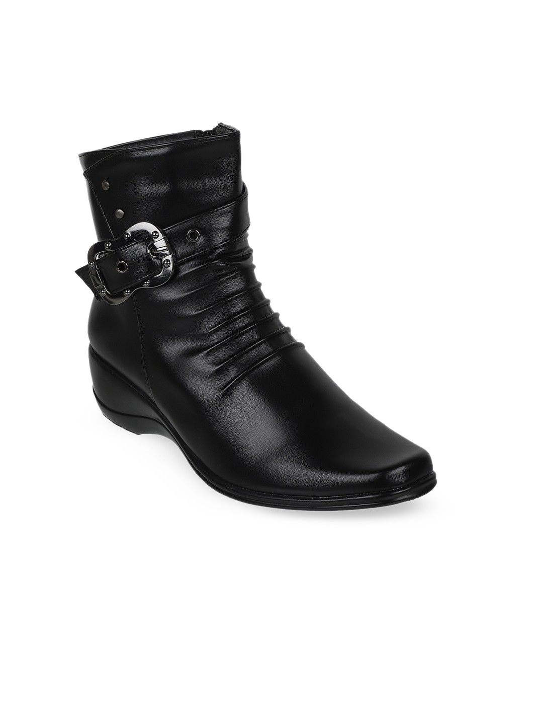 

SHUZ TOUCH Black Heeled Boots With Buckles