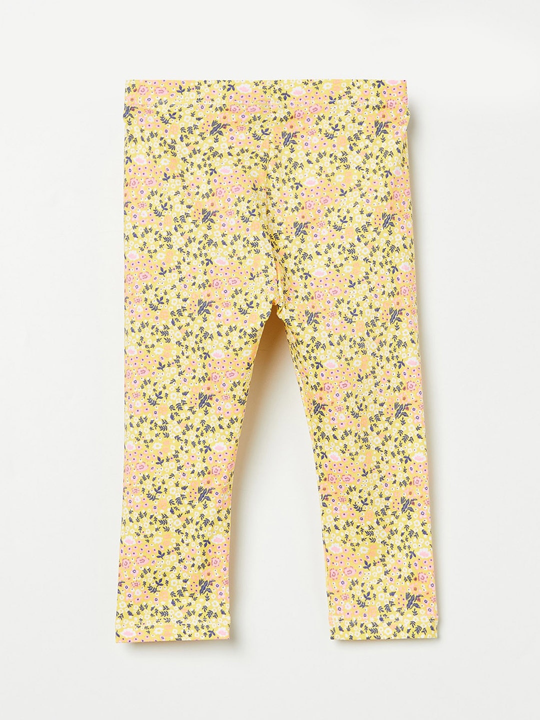 

Juniors by Lifestyle Infant Girls Yellow & Blue Printed Ankle-Length Cotton Leggings