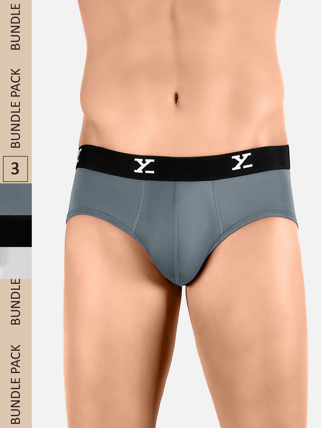 

XYXX Men Solid Pack Of 3 ACE IntelliSoft Modal Basic Briefs XYBRF3PCK02, Black