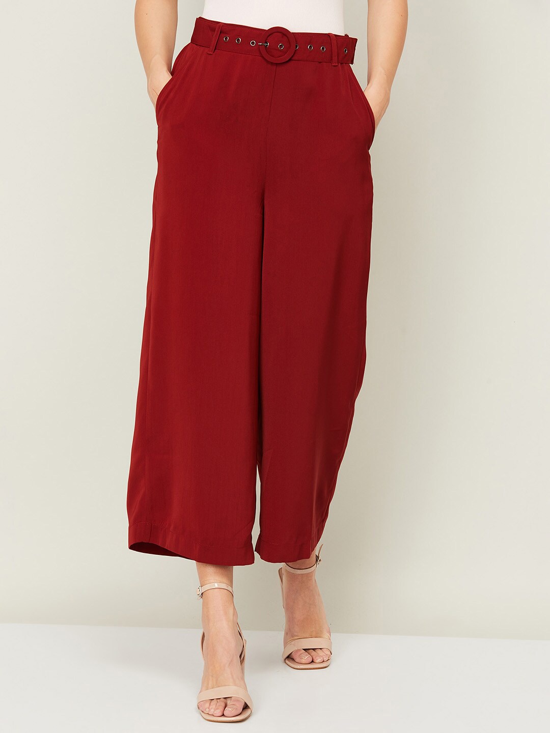 

CODE by Lifestyle Women Maroon Flared Knitted Palazzos