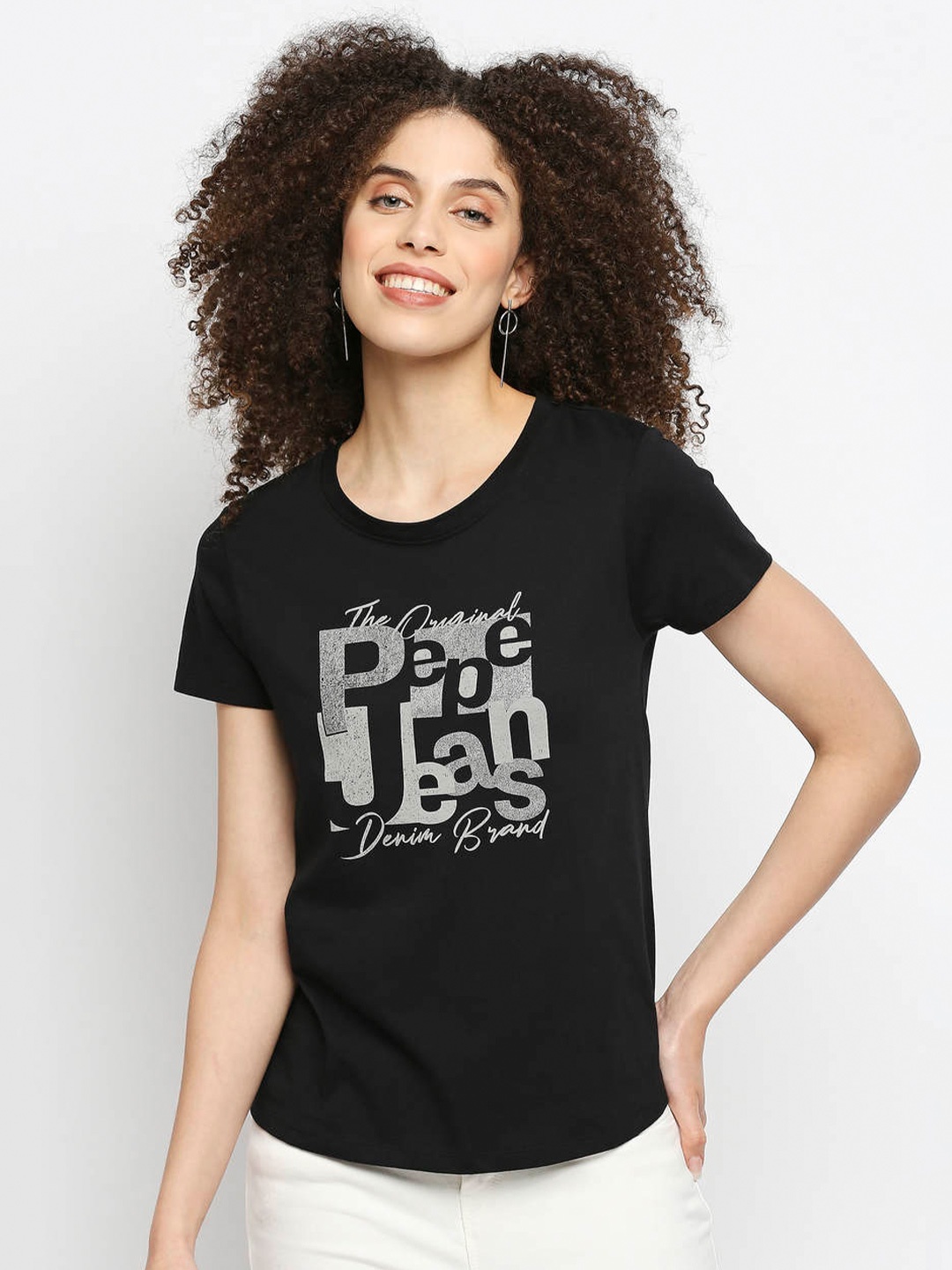 

Pepe Jeans Women Black Printed T-shirt