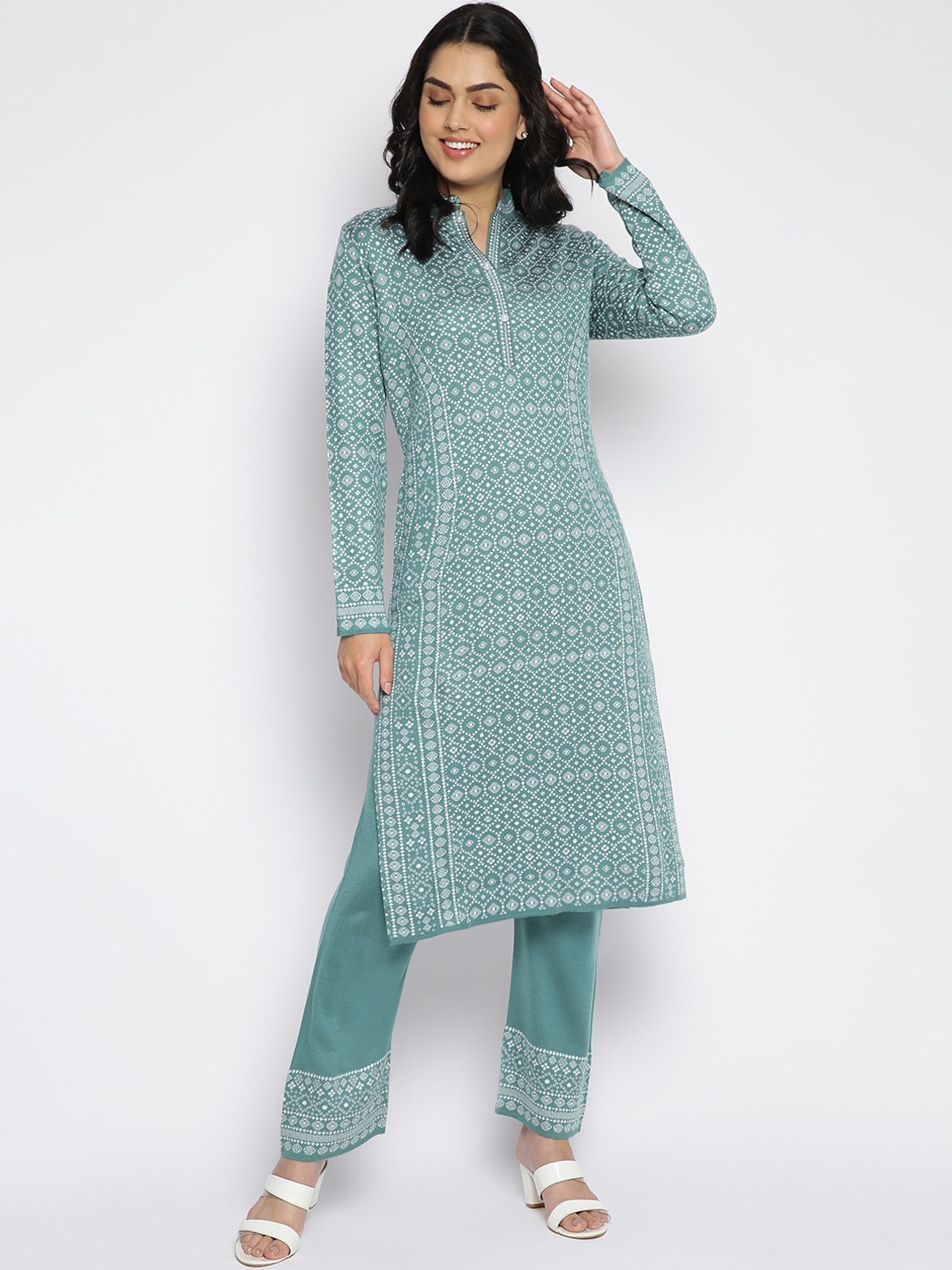 

MIKHAD Women Blue Ethnic Motifs Printed Jacquard Kurta