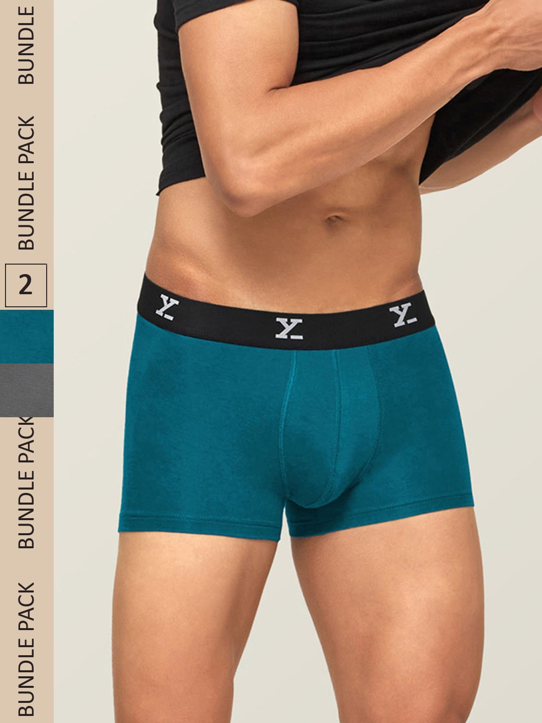 

XYXX Men IntelliSoft Antimicrobial Micro Modal Pack of 2 Ace Trunks XYTRNK2PCK07, Blue