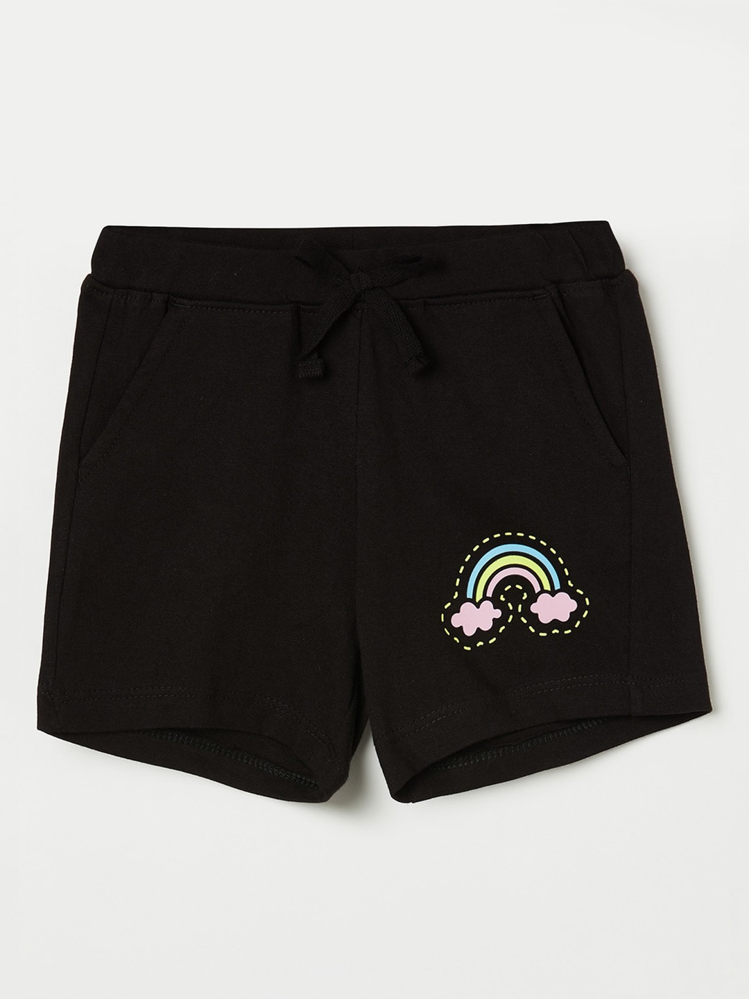 

Juniors by Lifestyle Girls Black & Pink Printed Cotton Shorts